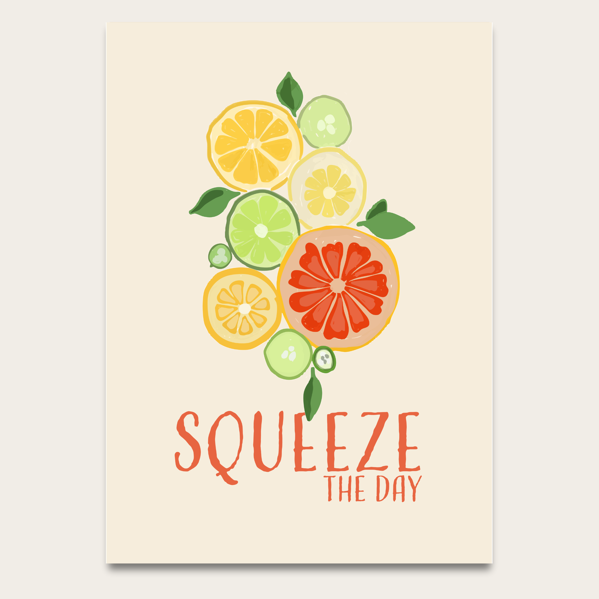 Citrus “Squeeze the Day” Art Poster — Bright Kitchen Wall Print