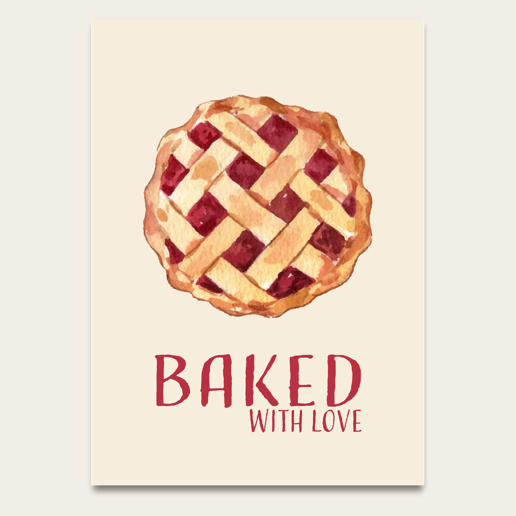 Baked With Love Pie Poster — Kitchen Wall Art Print