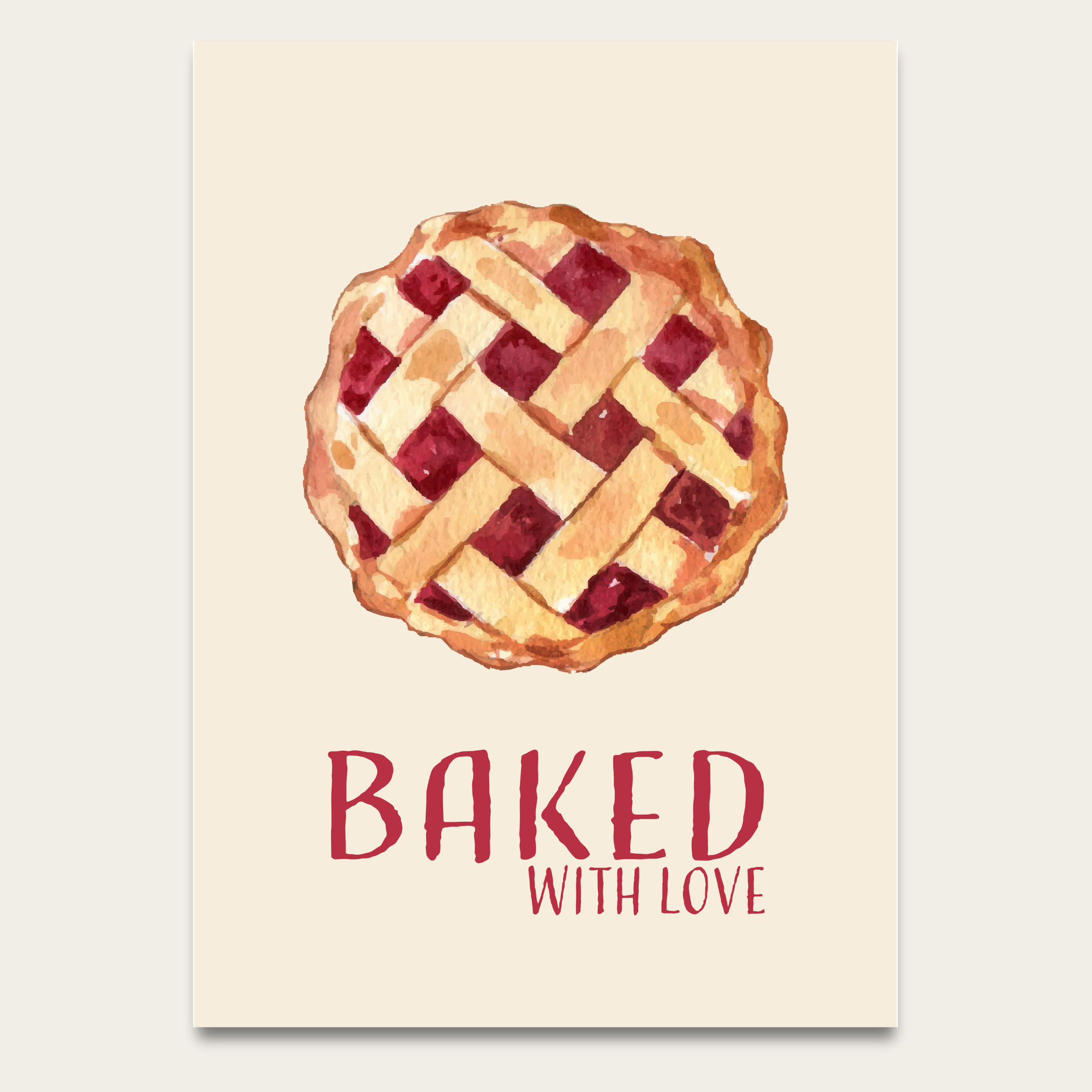 Baked With Love Pie Poster — Kitchen Wall Art Print