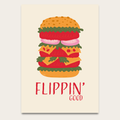 Flippin' Good Burger Poster — Retro Food Art Print for Kitchen or Cafe Decor