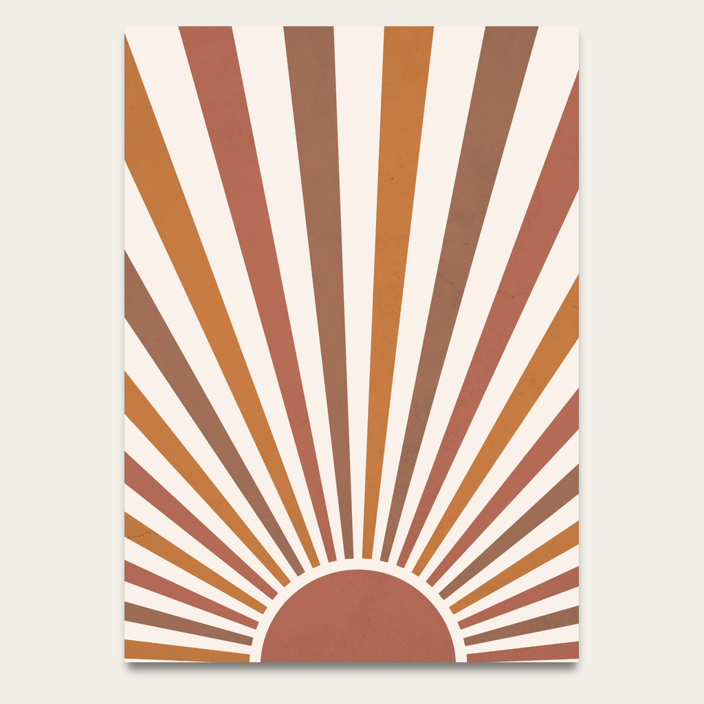 Retro Sunburst Poster — Boho Wall Art in Earth Tones