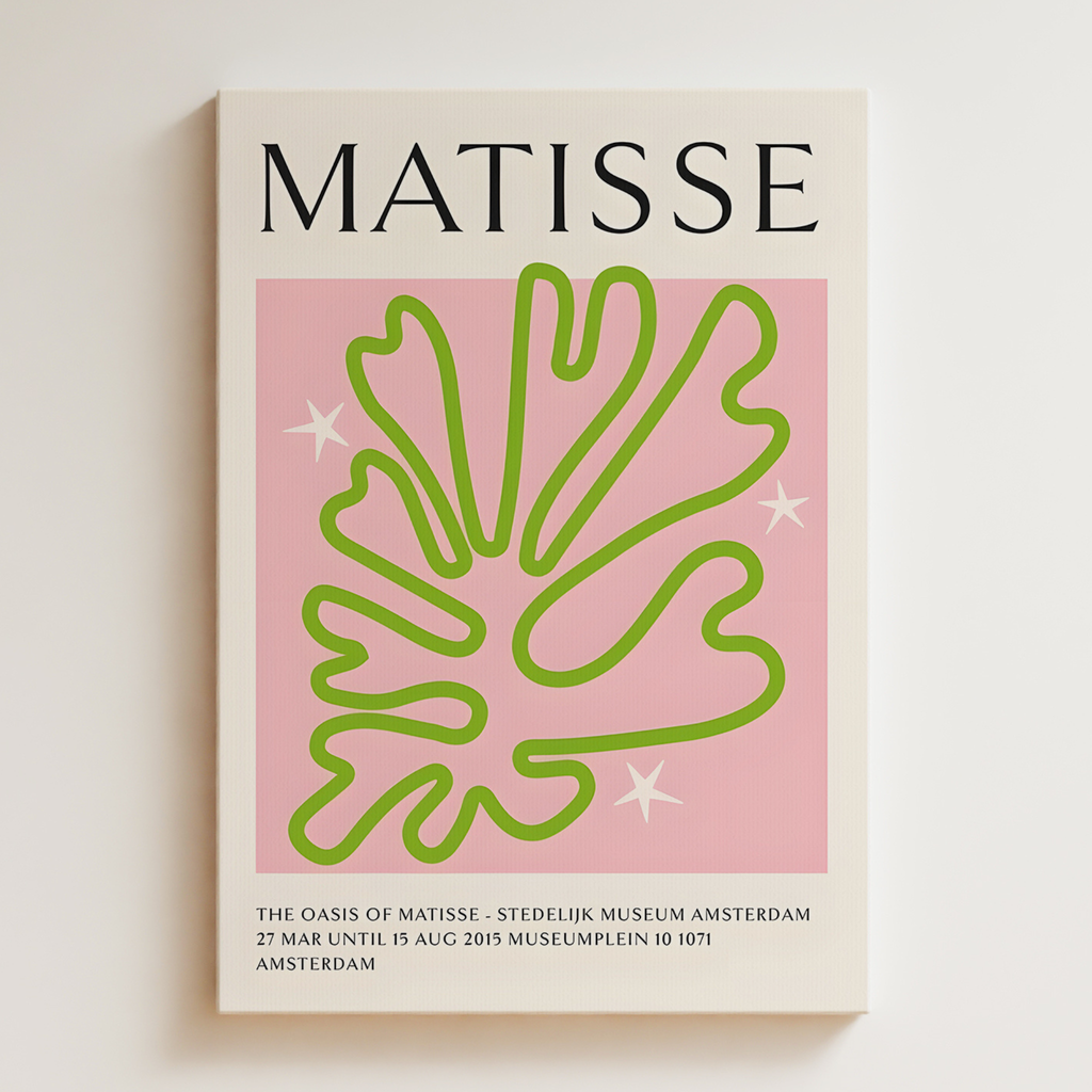 Matisse Botanical Print Canvas — Pink & Green Modern Art Wall Decor