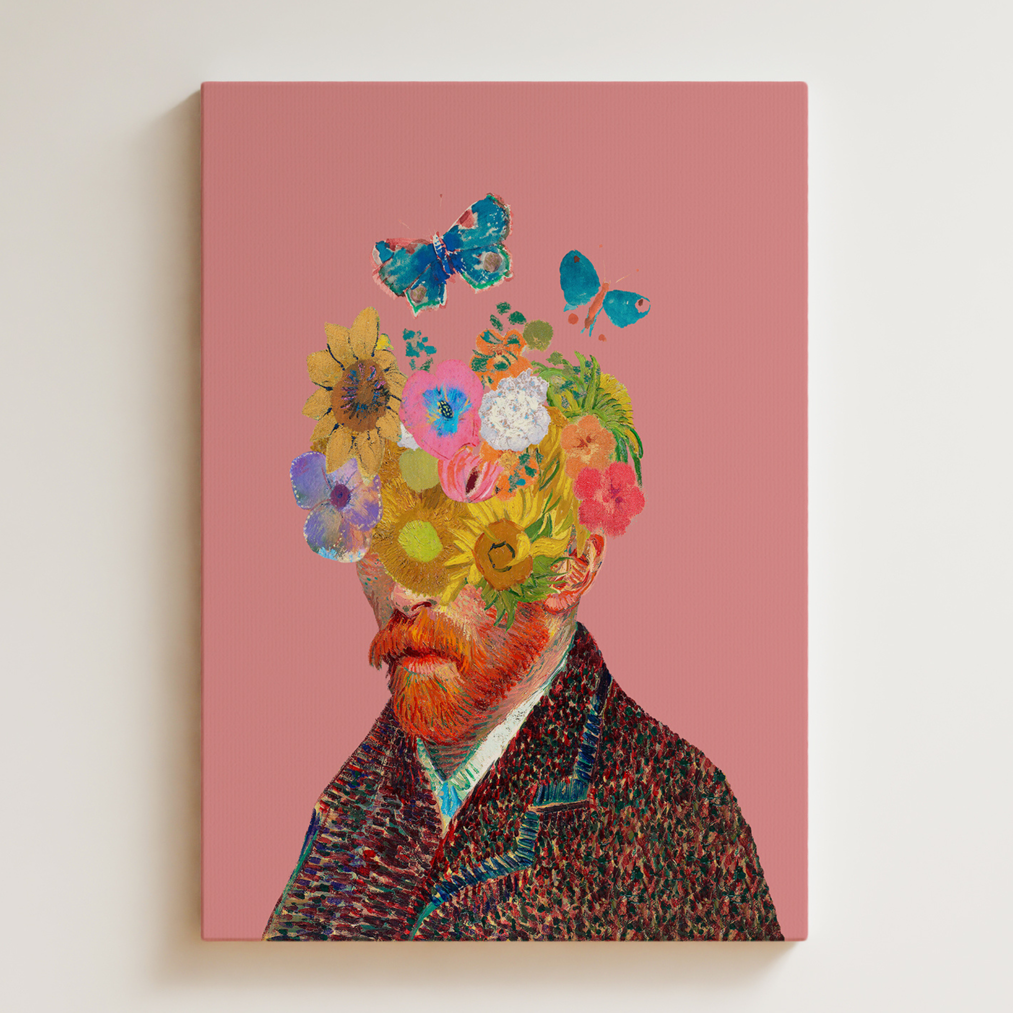 Floral Vincent Portrait Canvas — Surreal Flower Head Wall Art