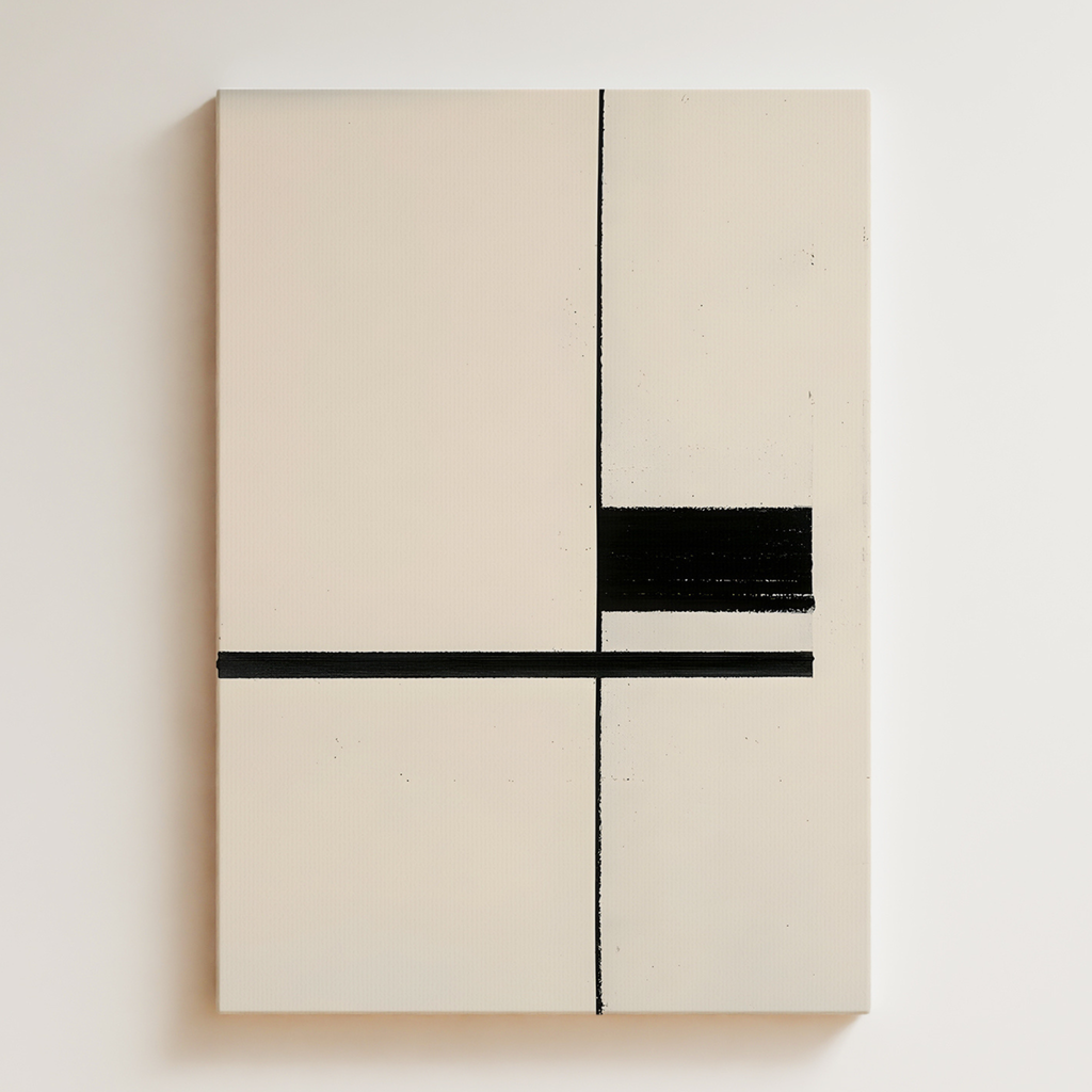 Minimalist Black & White Geometric Canvas
