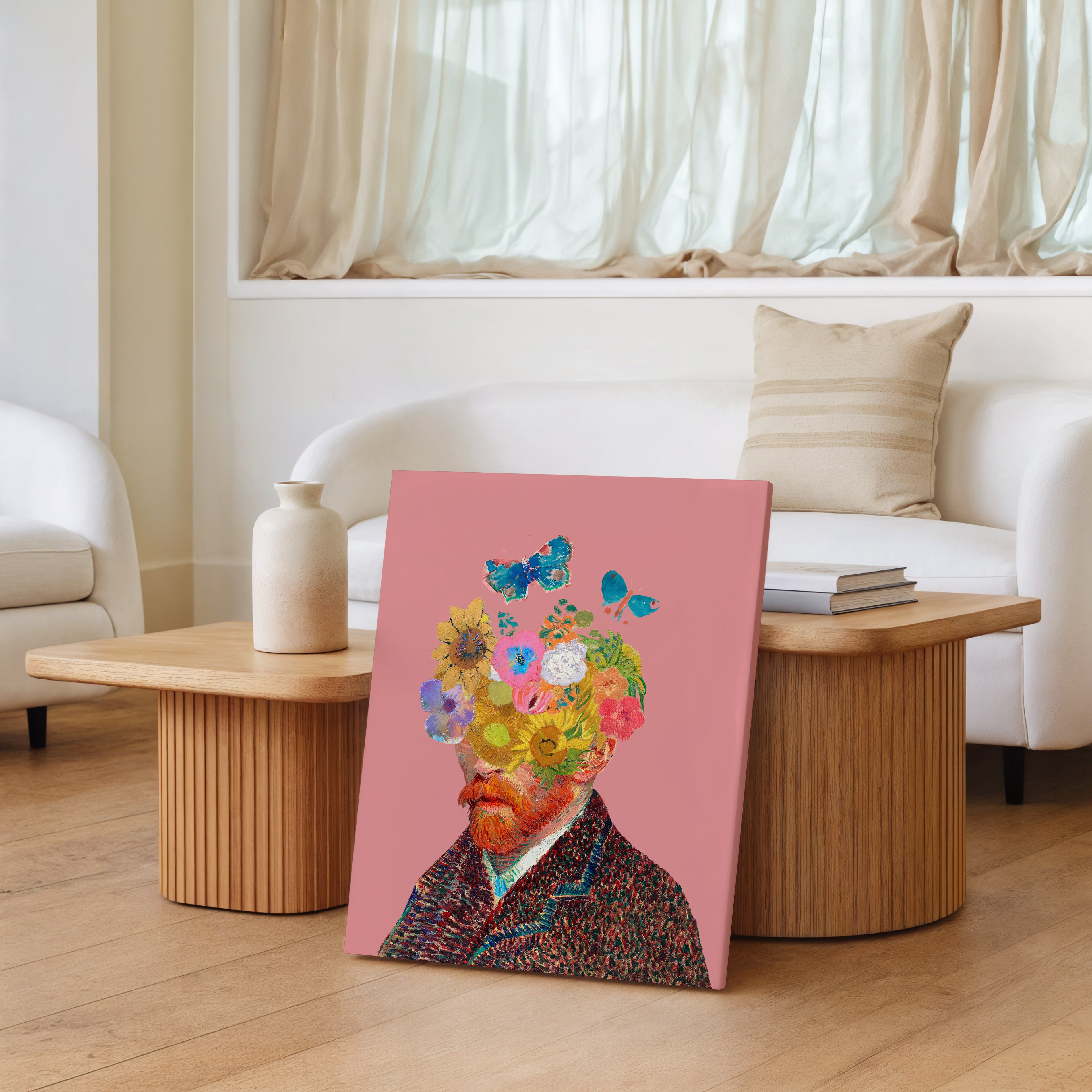 Floral Vincent Portrait Canvas — Surreal Flower Head Wall Art
