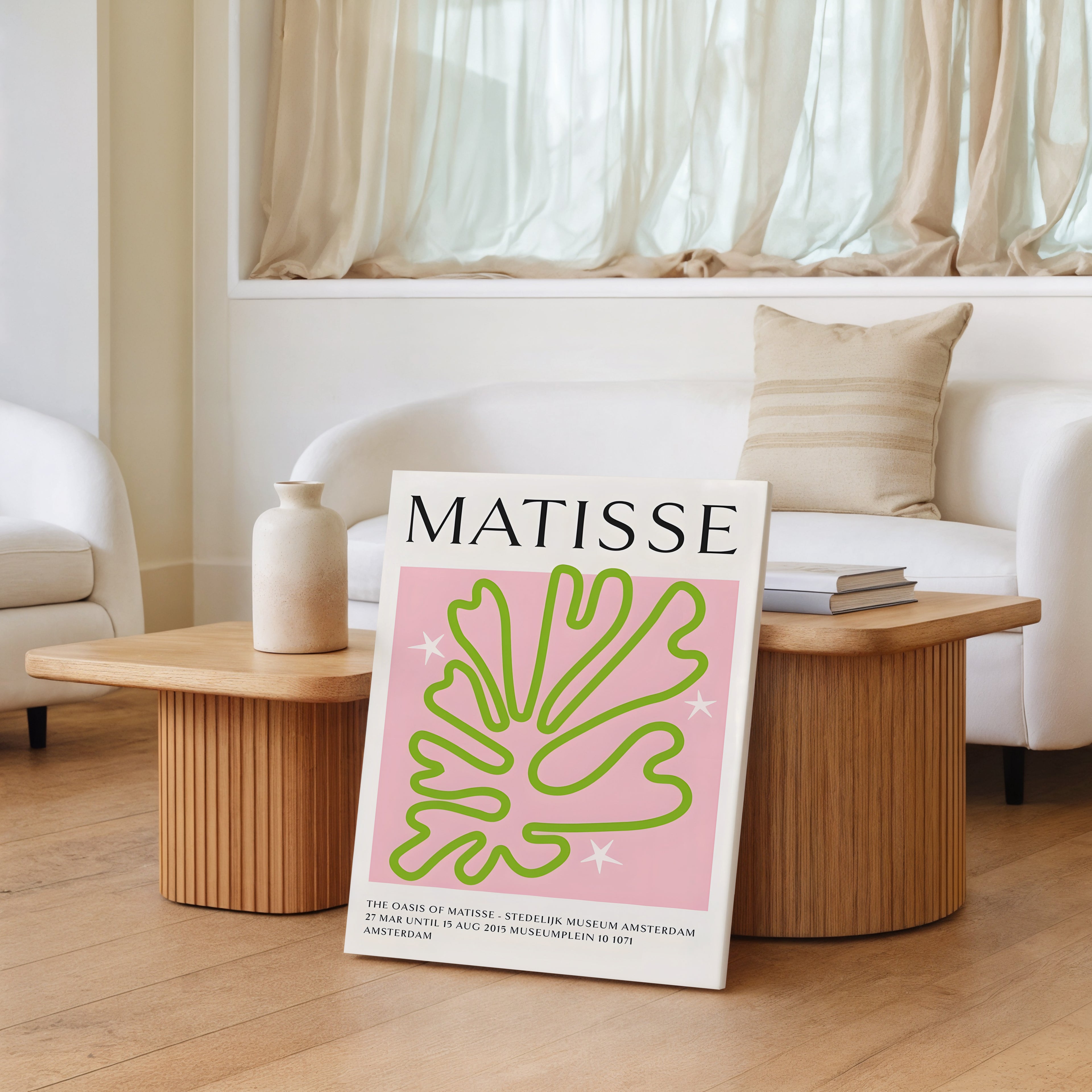 Matisse Botanical Print Canvas — Pink & Green Modern Art Wall Decor