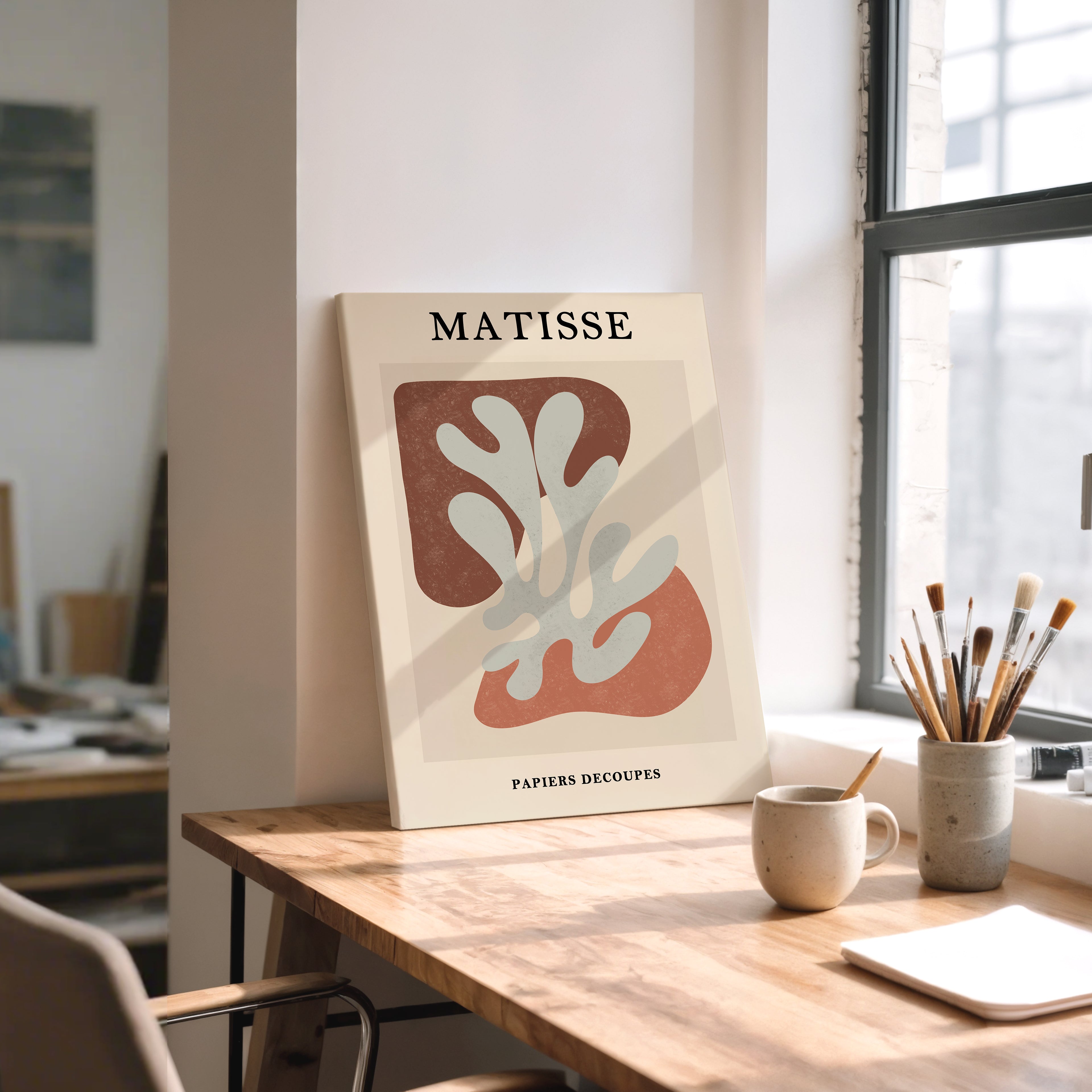 Matisse-Inspired Abstract Canvas Print — Mid-Century Botanical Wall Art, 'Papiers Découpés'