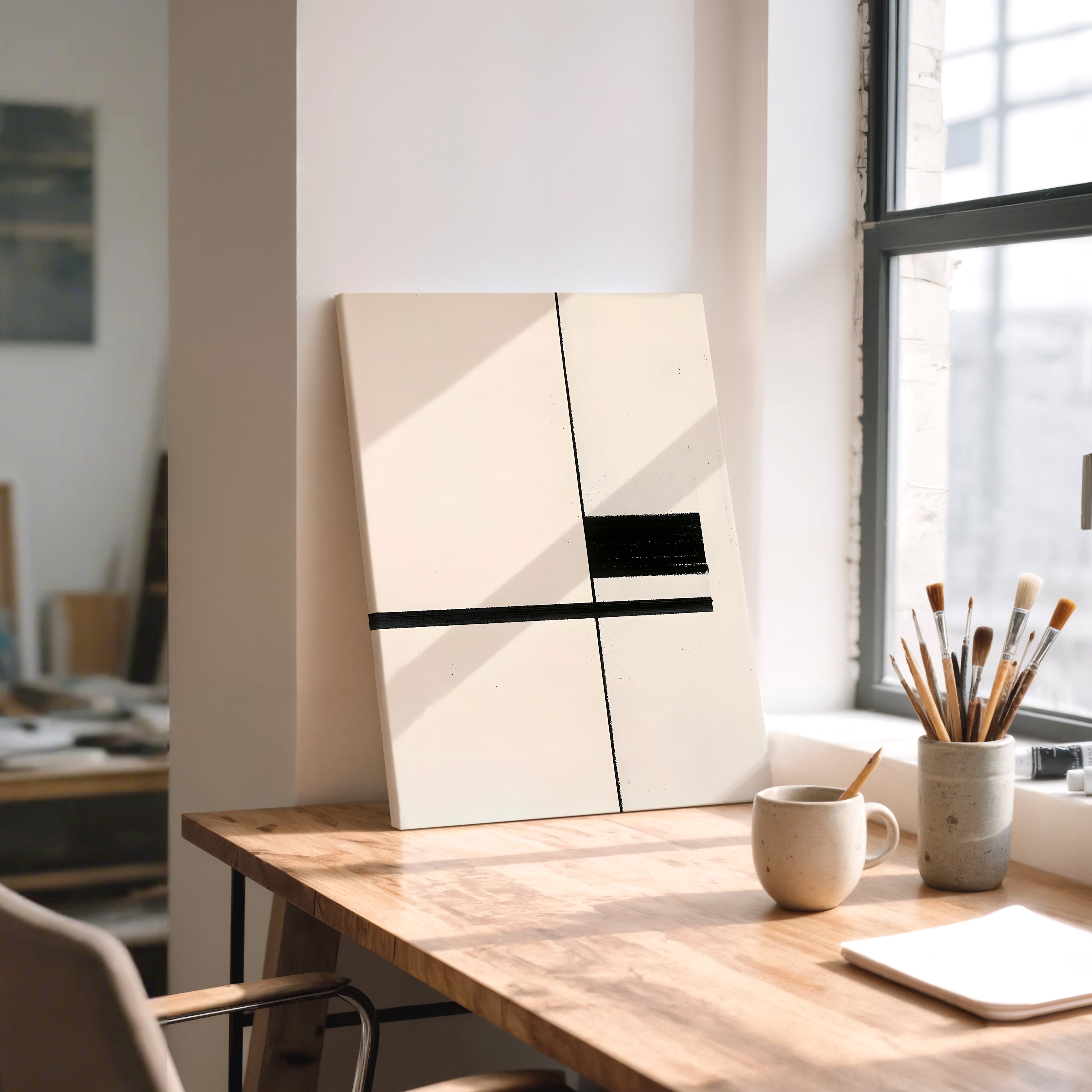 Minimalist Black & White Geometric Canvas