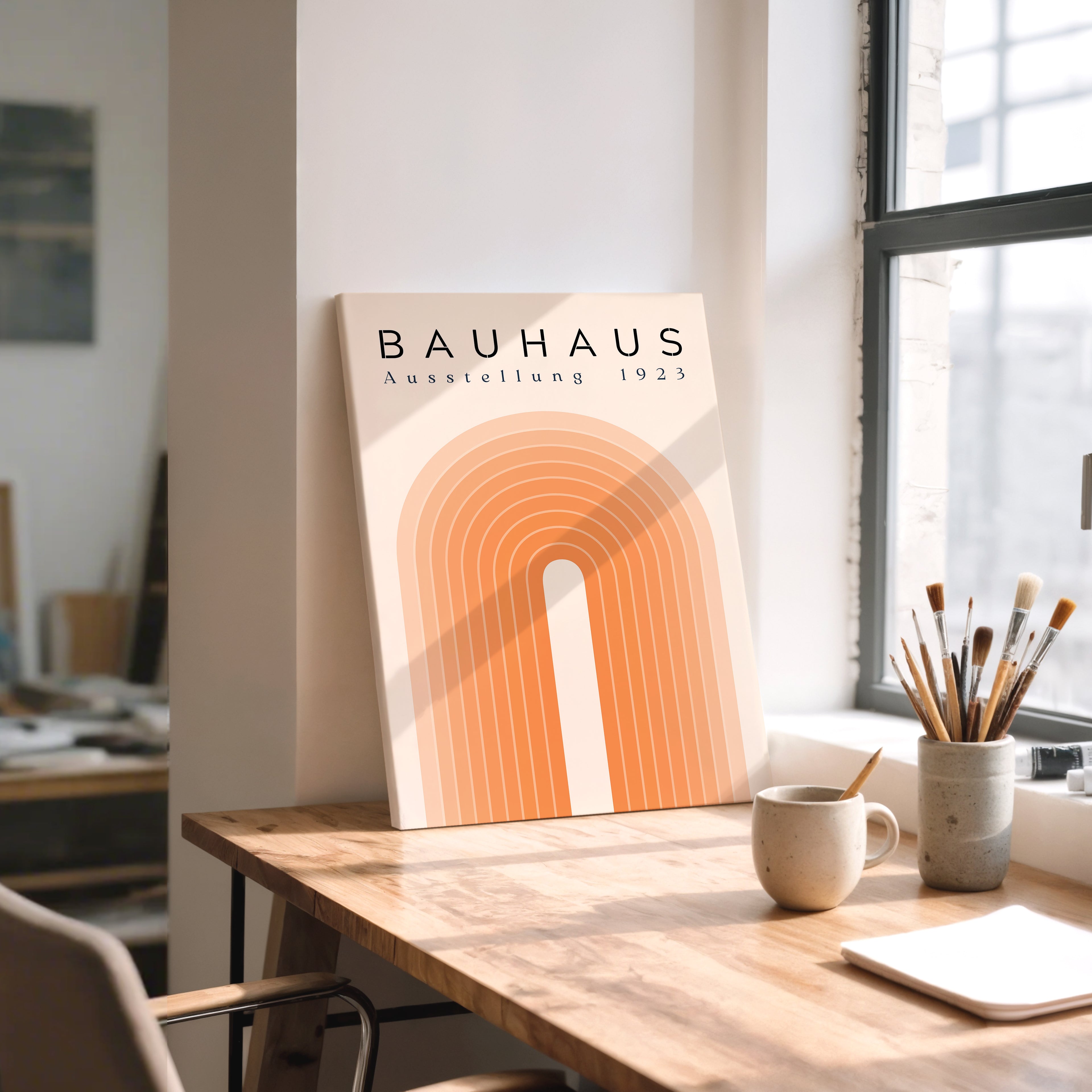 Bauhaus Ausstellung 1923 Orange Arch Matte Canvas Wall Art
