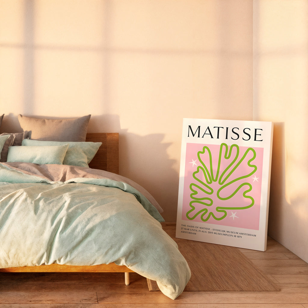 Matisse Botanical Print Canvas — Pink & Green Modern Art Wall Decor