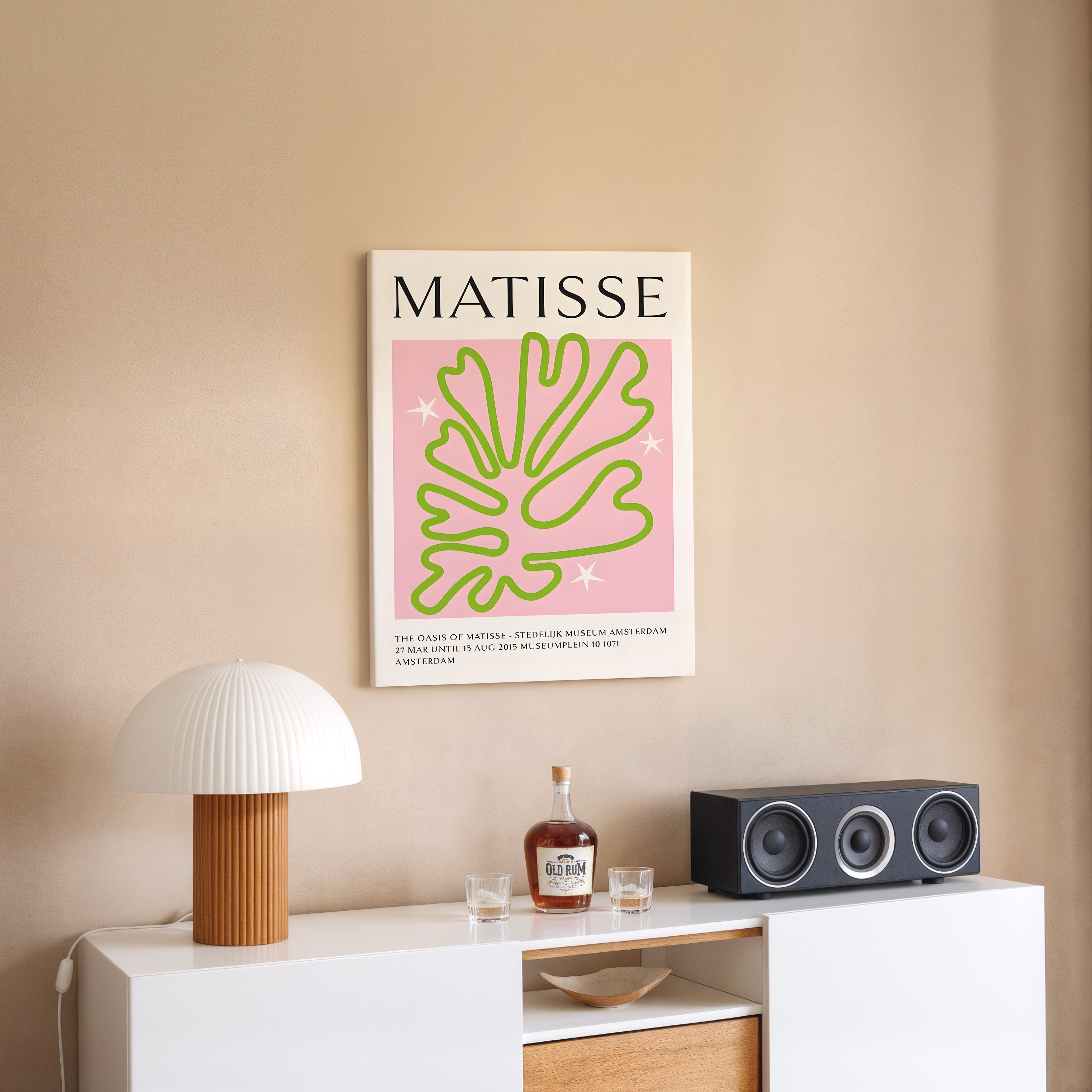 Matisse Botanical Print Canvas — Pink & Green Modern Art Wall Decor