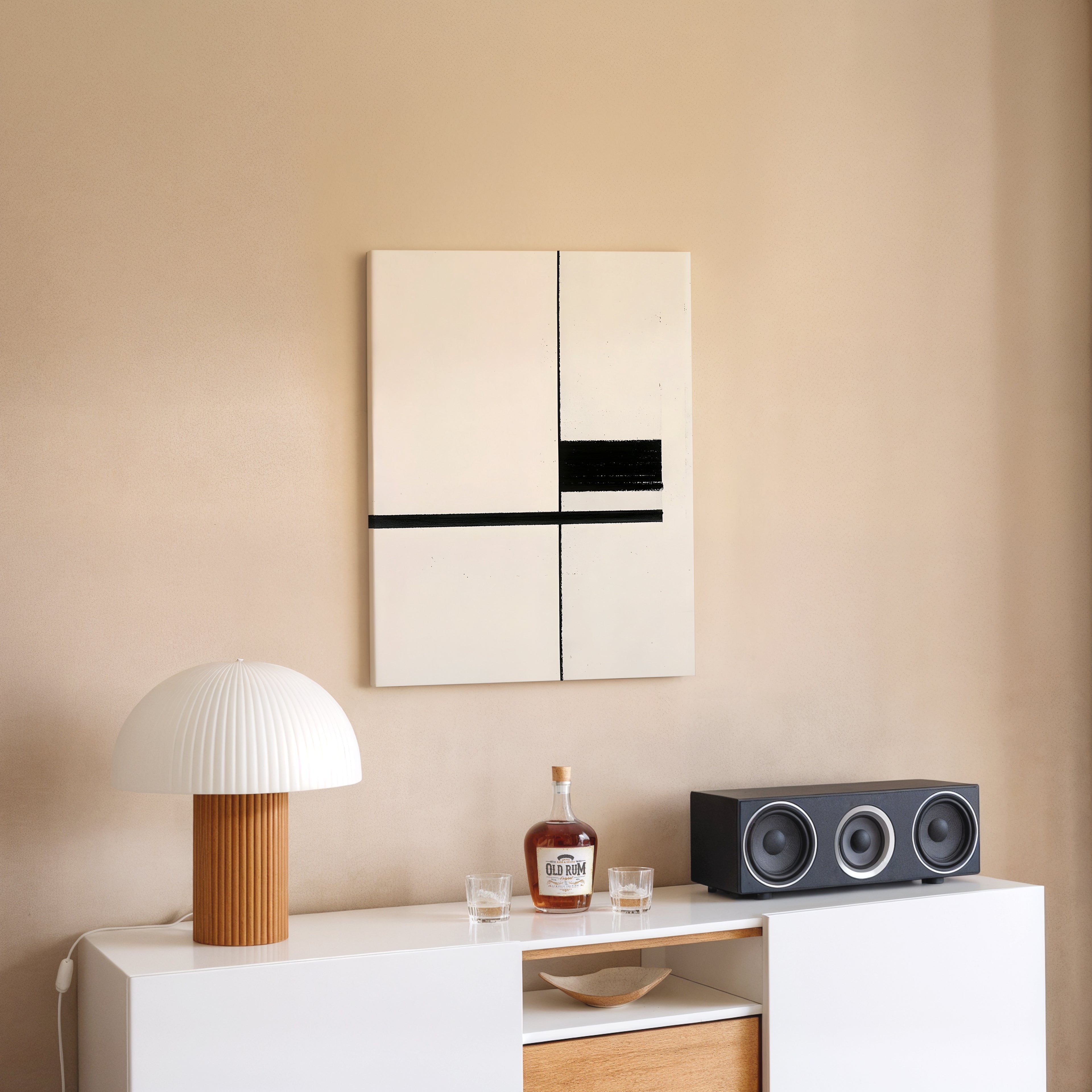 Minimalist Black & White Geometric Canvas