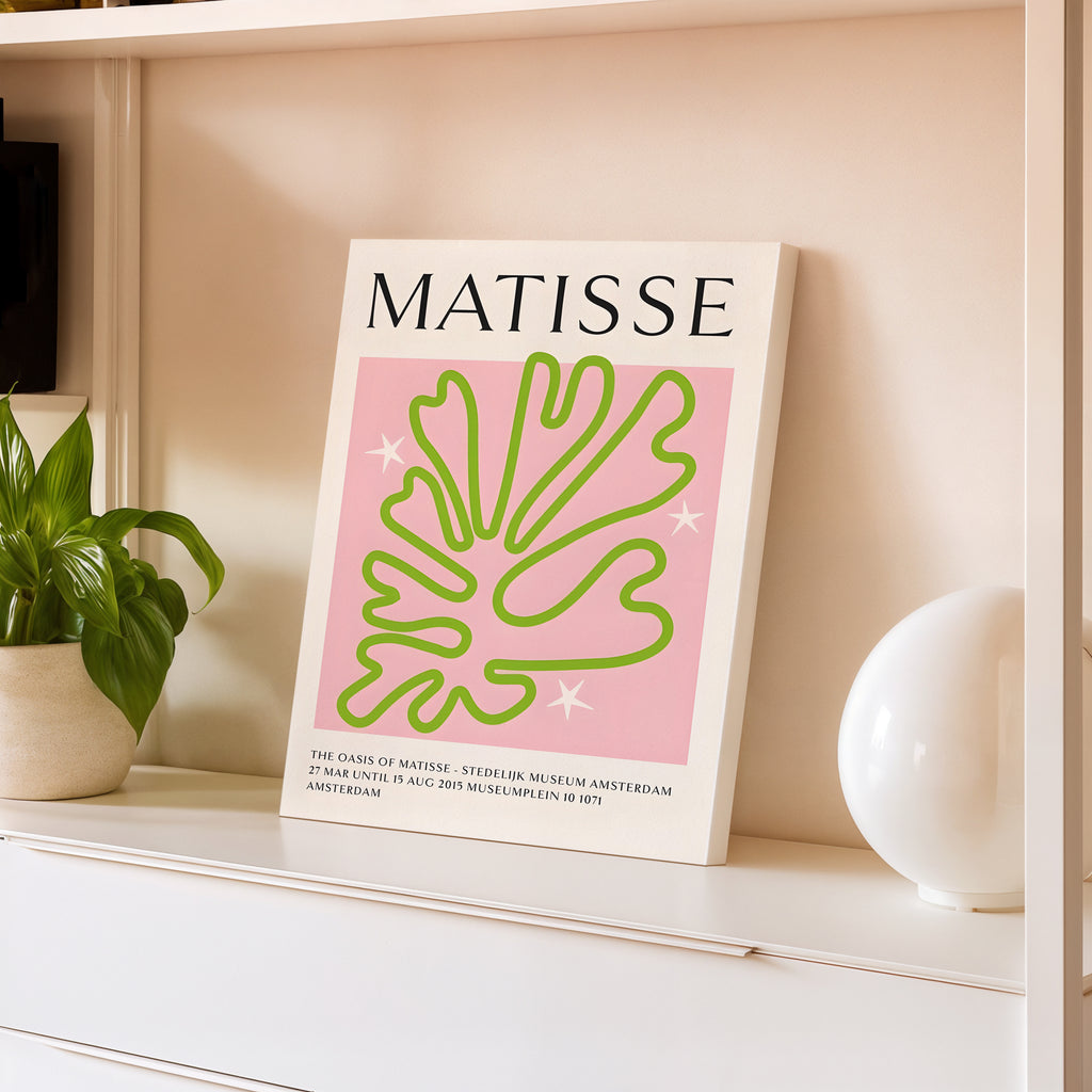 Matisse Botanical Print Canvas — Pink & Green Modern Art Wall Decor