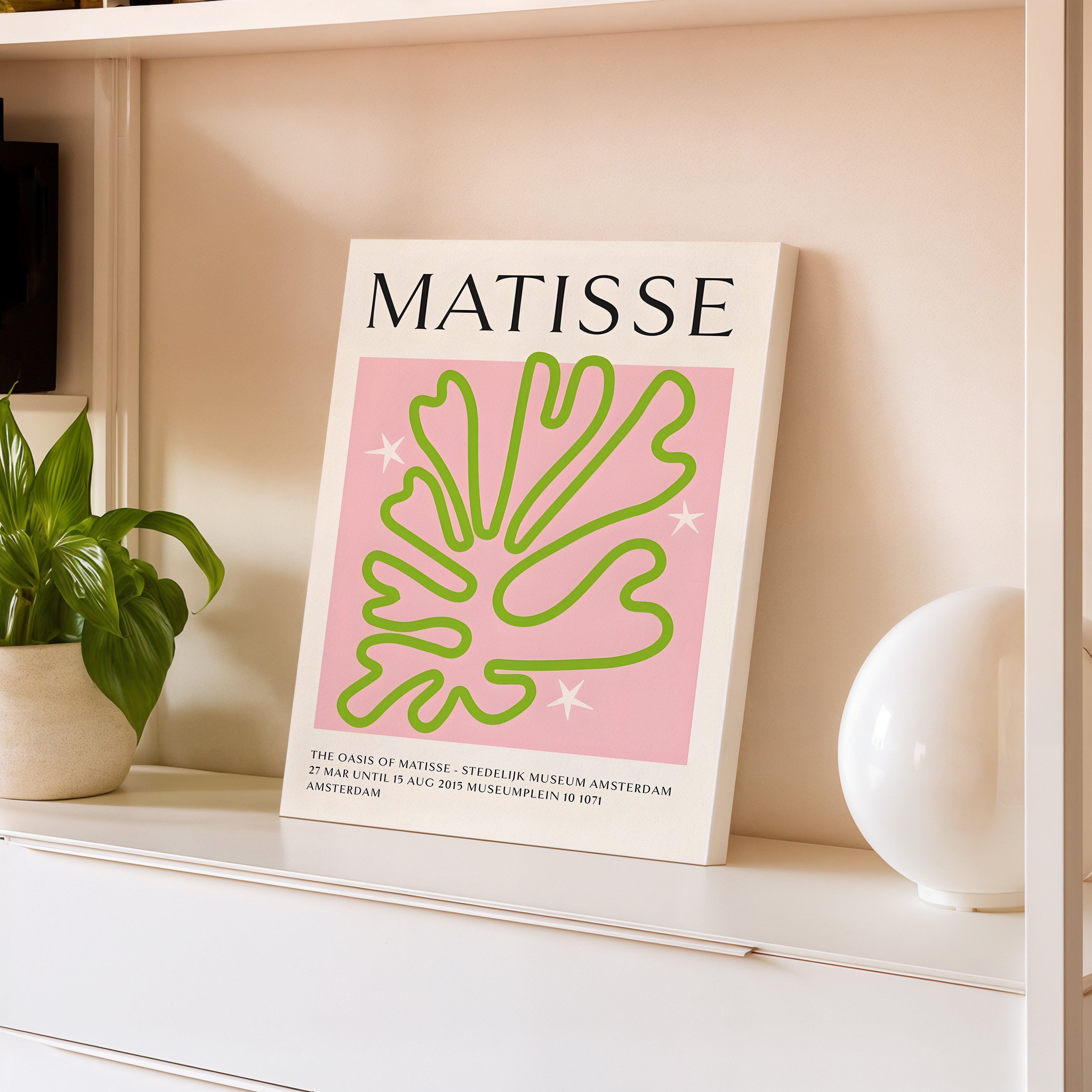 Matisse Botanical Print Canvas — Pink & Green Modern Art Wall Decor