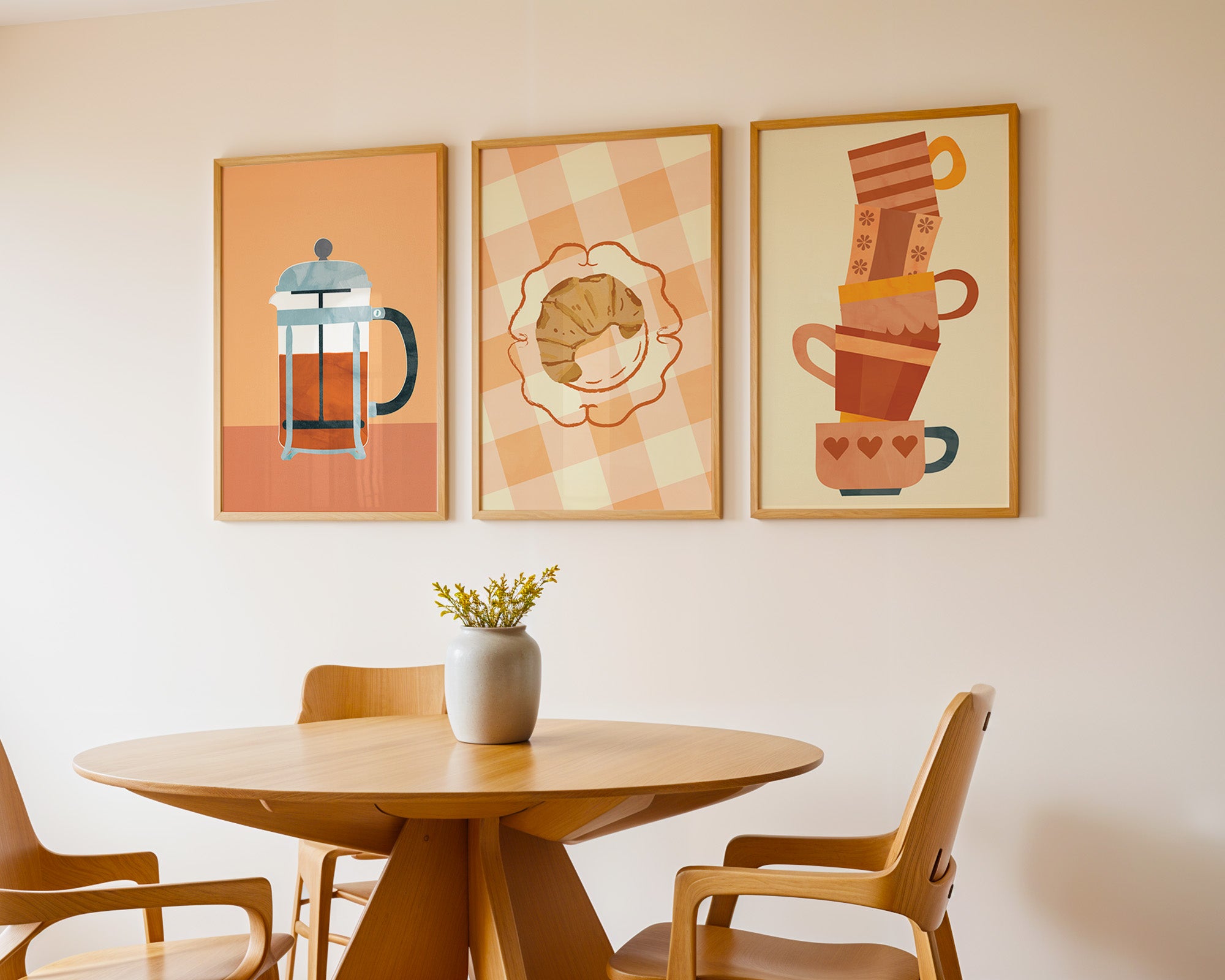 Café du Matin Poster — Vintage Breakfast Croissant Wall Art