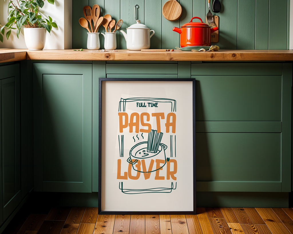 Pasta Lover Poster — "Full Time Pasta Lover" Kitchen Wall Art