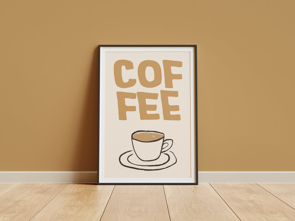 Coffee Poster — Minimal Beige Coffee Cup Wall Art
