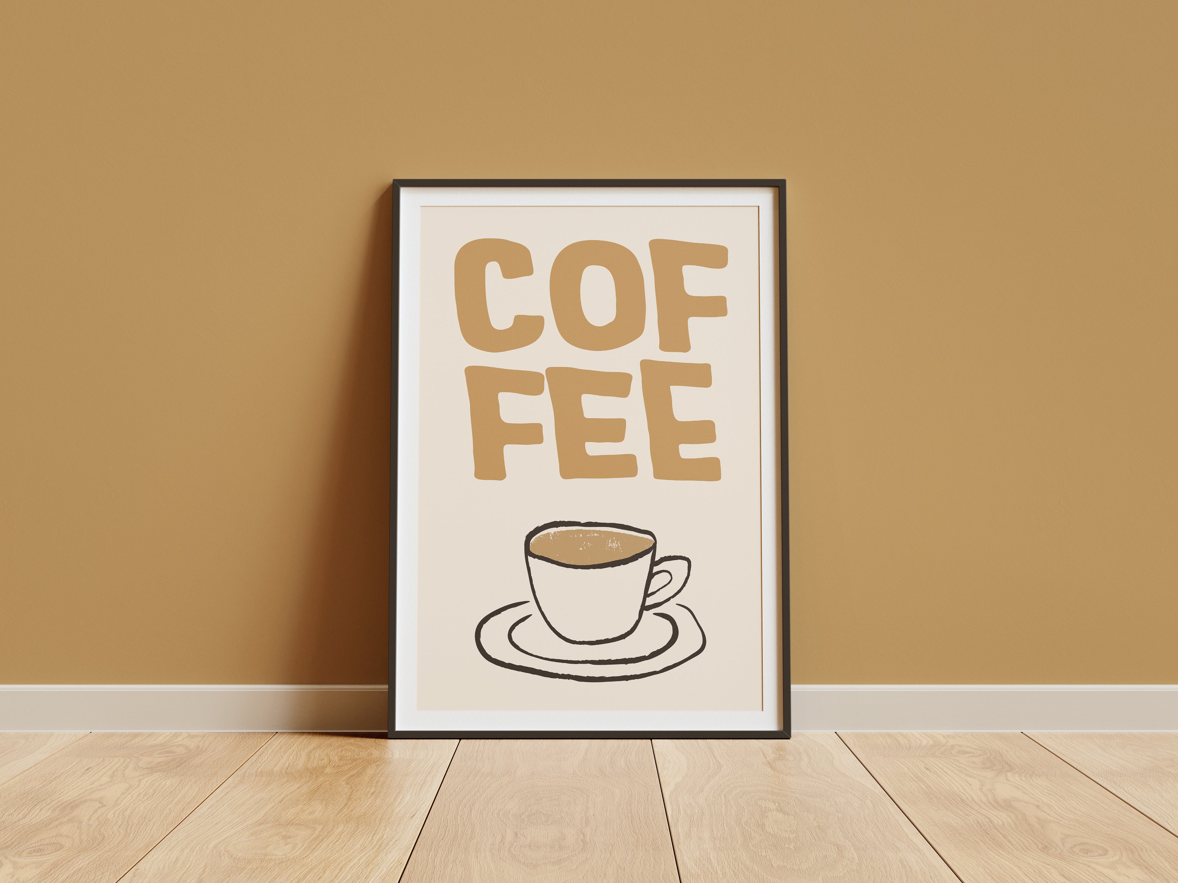 Coffee Poster — Minimal Beige Coffee Cup Wall Art