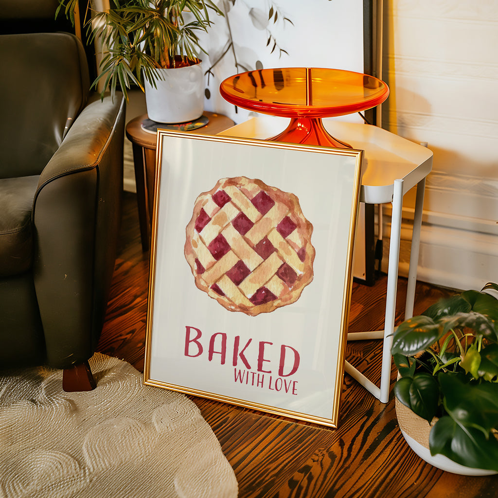 Baked With Love Pie Poster — Kitchen Wall Art Print