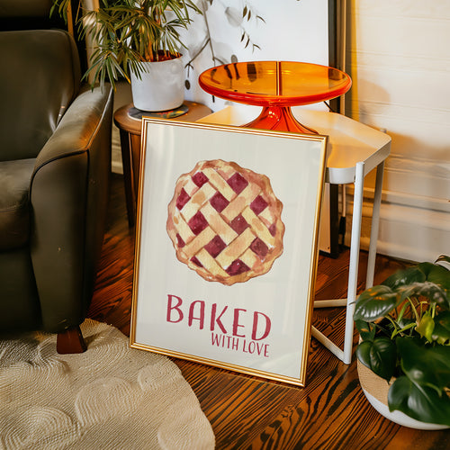 Baked With Love Pie Poster — Kitchen Wall Art Print
