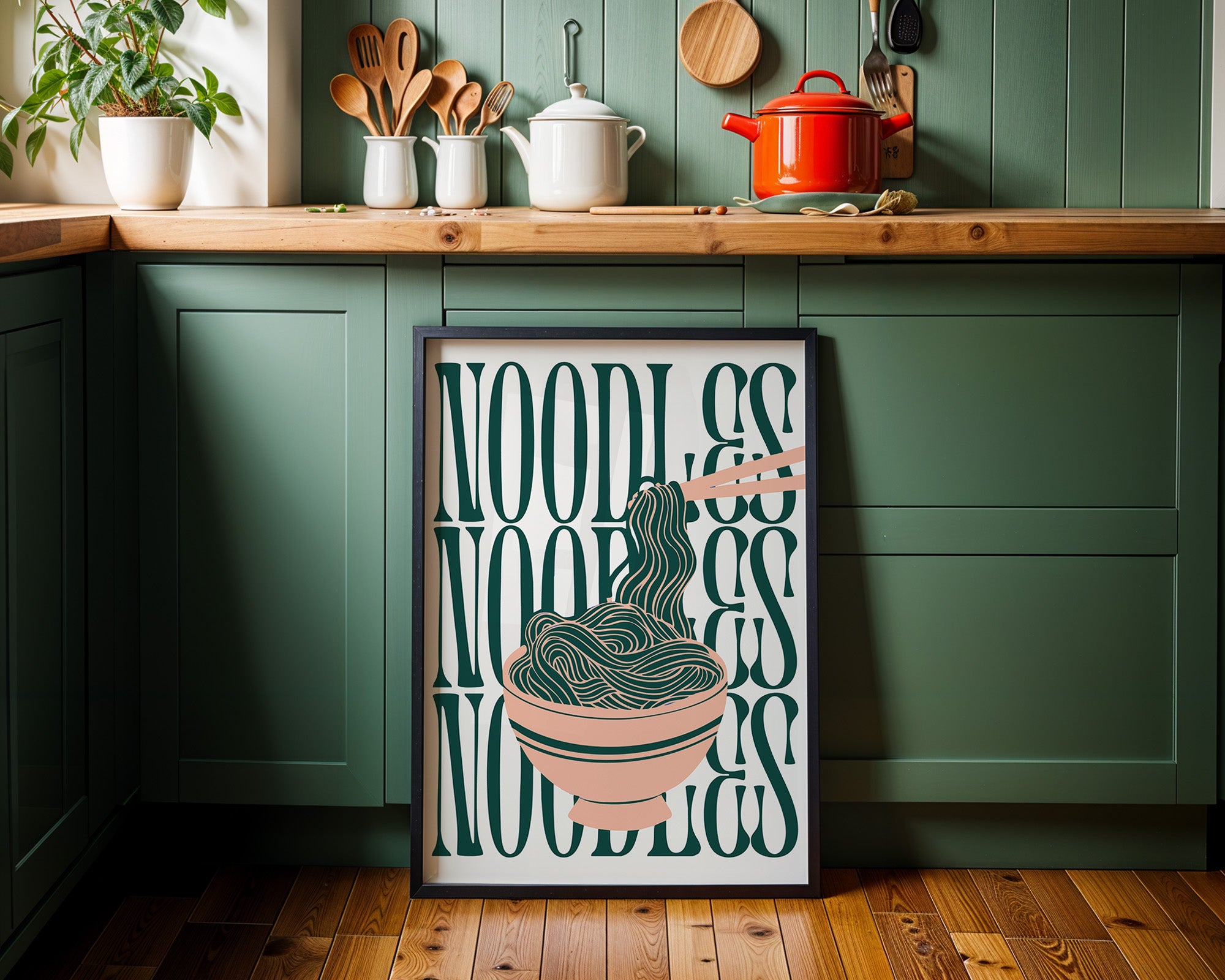 Noodles kitchen Poster — Retro Minimal Ramen Wall Art