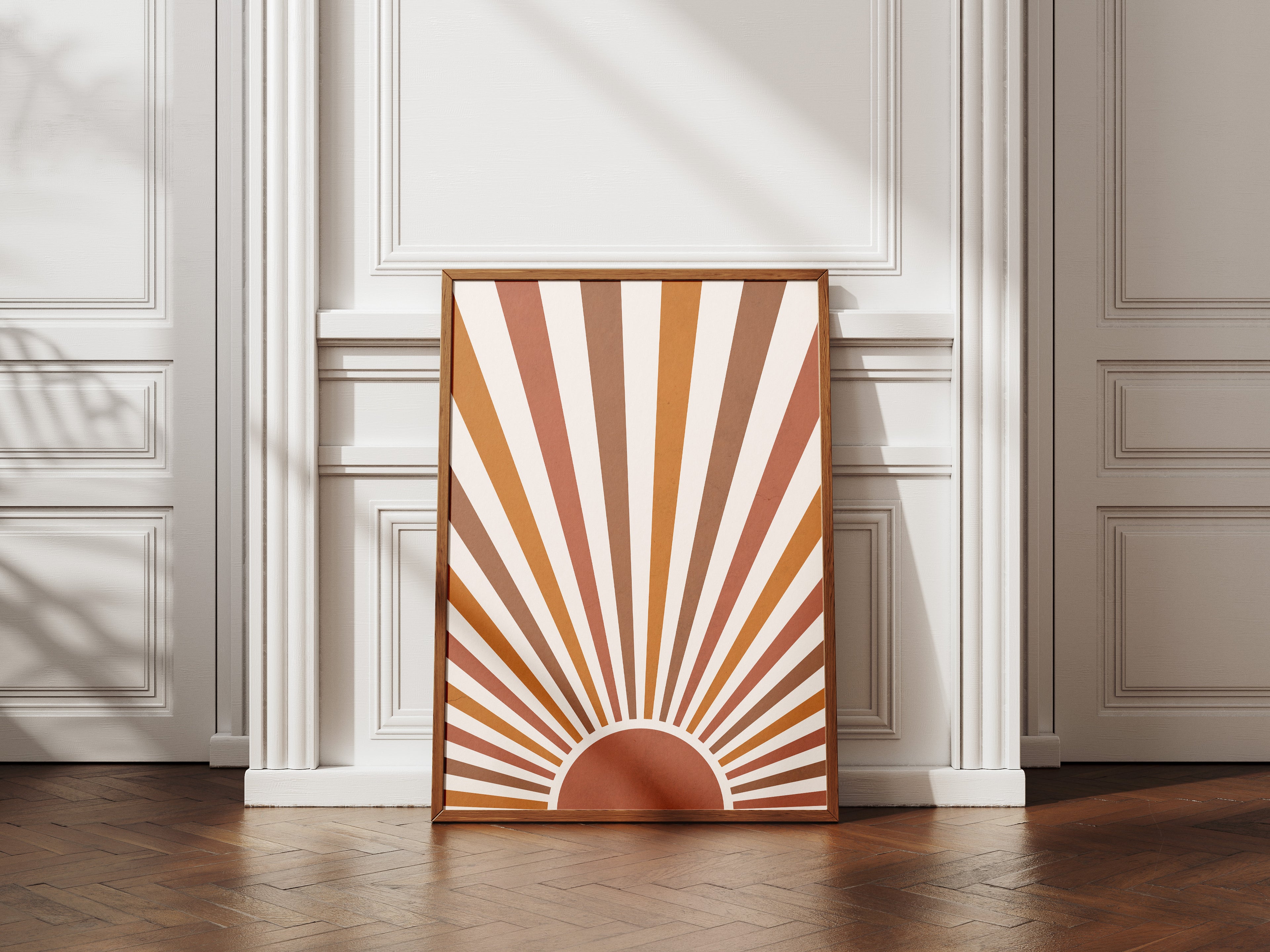 Retro Sunburst Poster — Boho Wall Art in Earth Tones