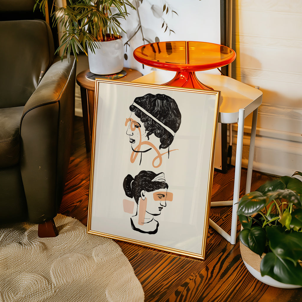Minimalist Abstract Classical Bust Poster – Modern Line Art Wall Print