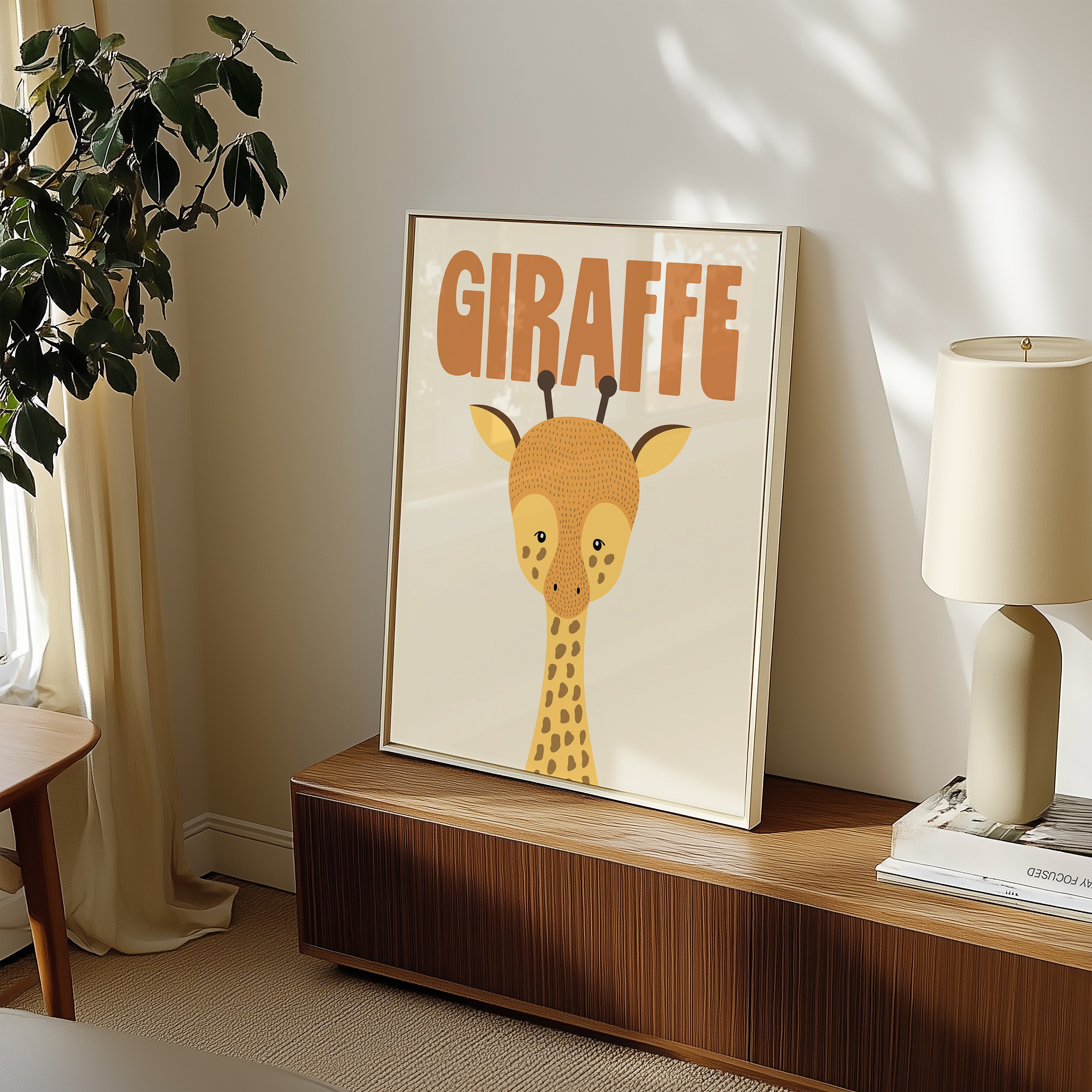 Giraffe Nursery Poster — Cute Retro Animal Wall Art for Kids’ Room