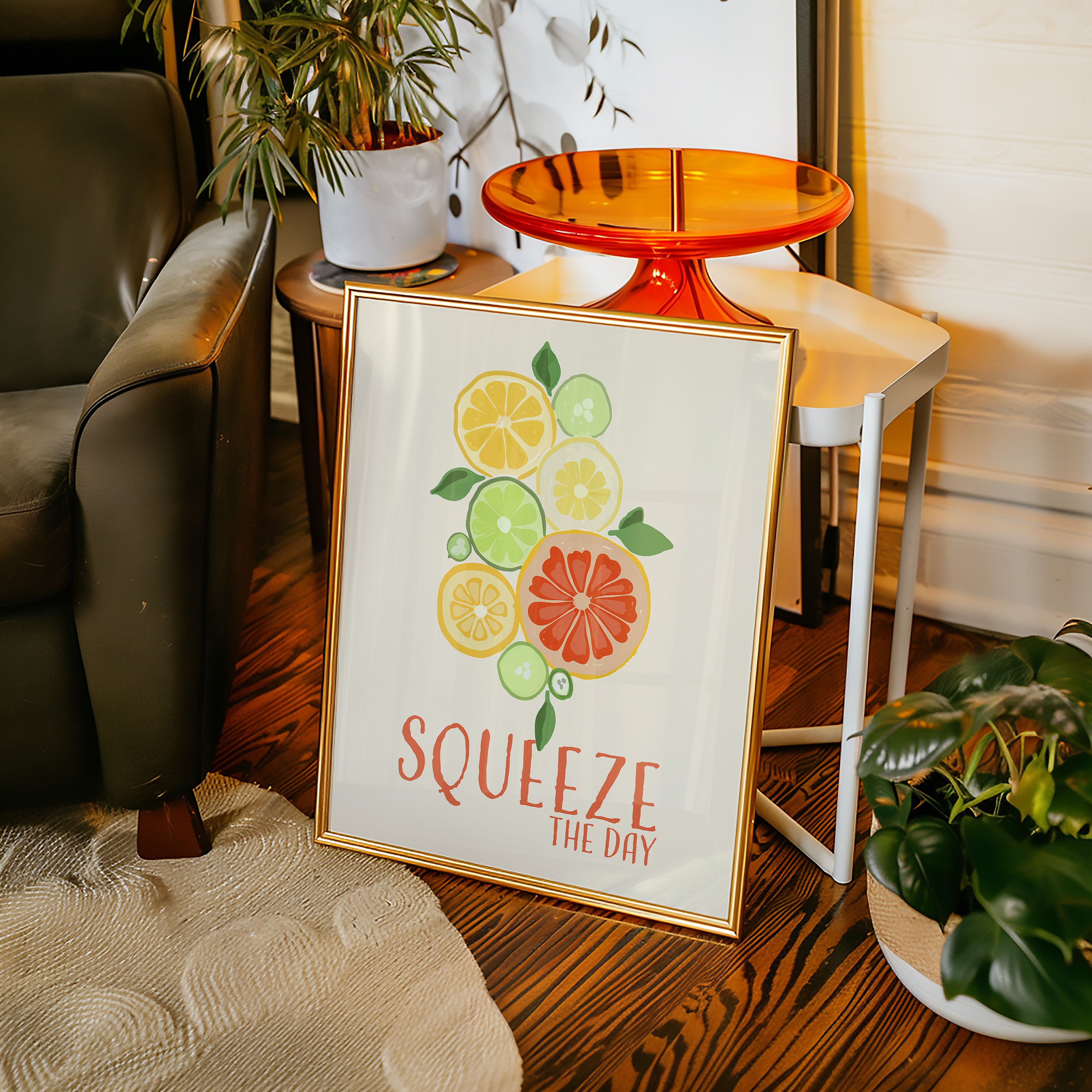 Citrus “Squeeze the Day” Art Poster — Bright Kitchen Wall Print