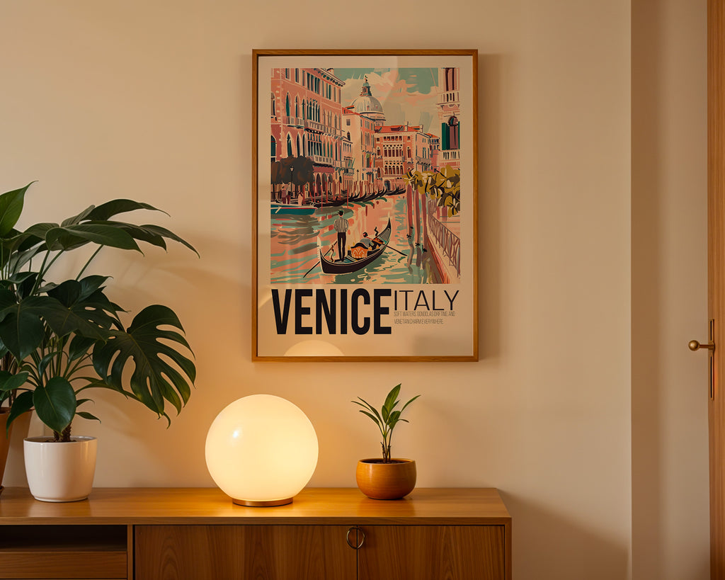 Venice Italy Travel Poster — Vintage Gondola Wall Art