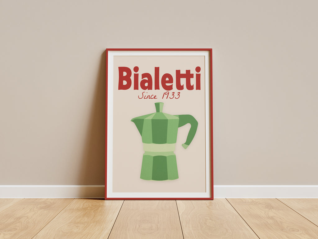 Bialetti Moka Pot Poster — Vintage Italian Coffee Kitchen Wall Art