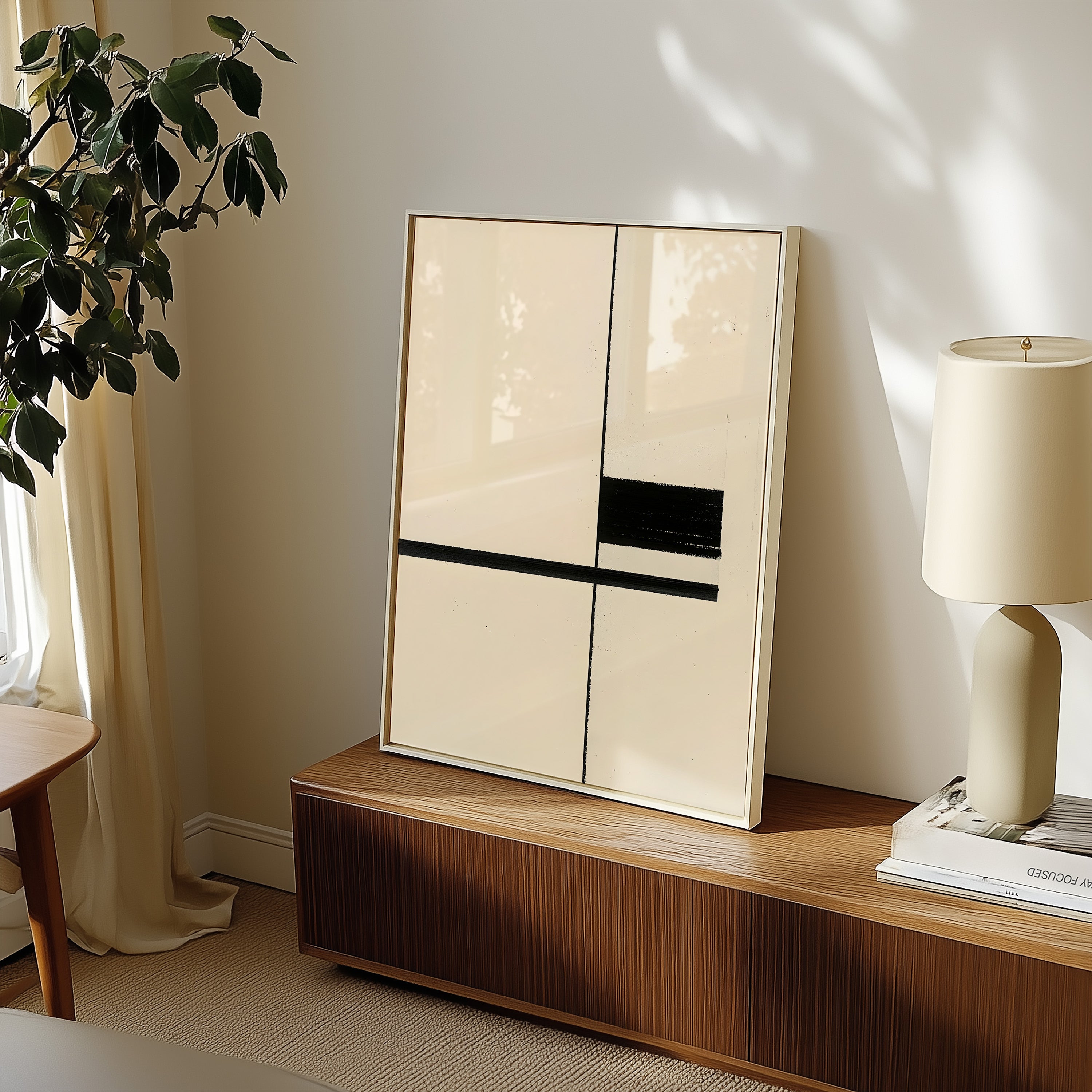 Minimalist Black & White Geometric Poster — Modern Line Art Wall Print