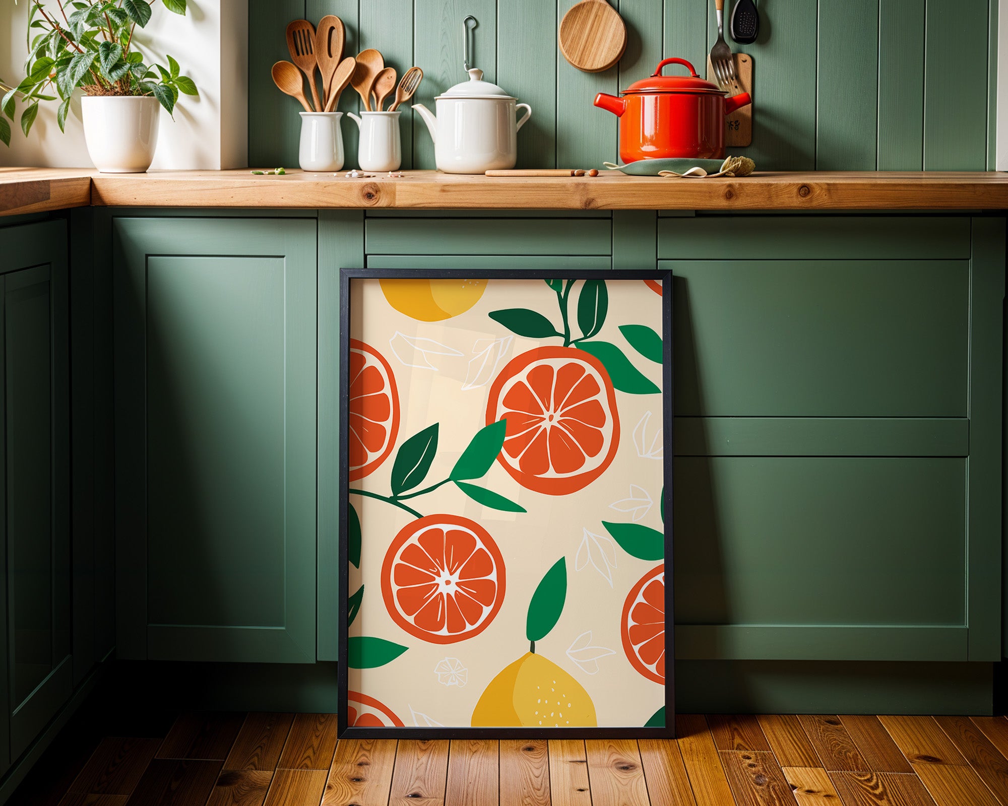 Citrus Fruit Pattern Poster — Botanical Orange & Lemon Wall Art