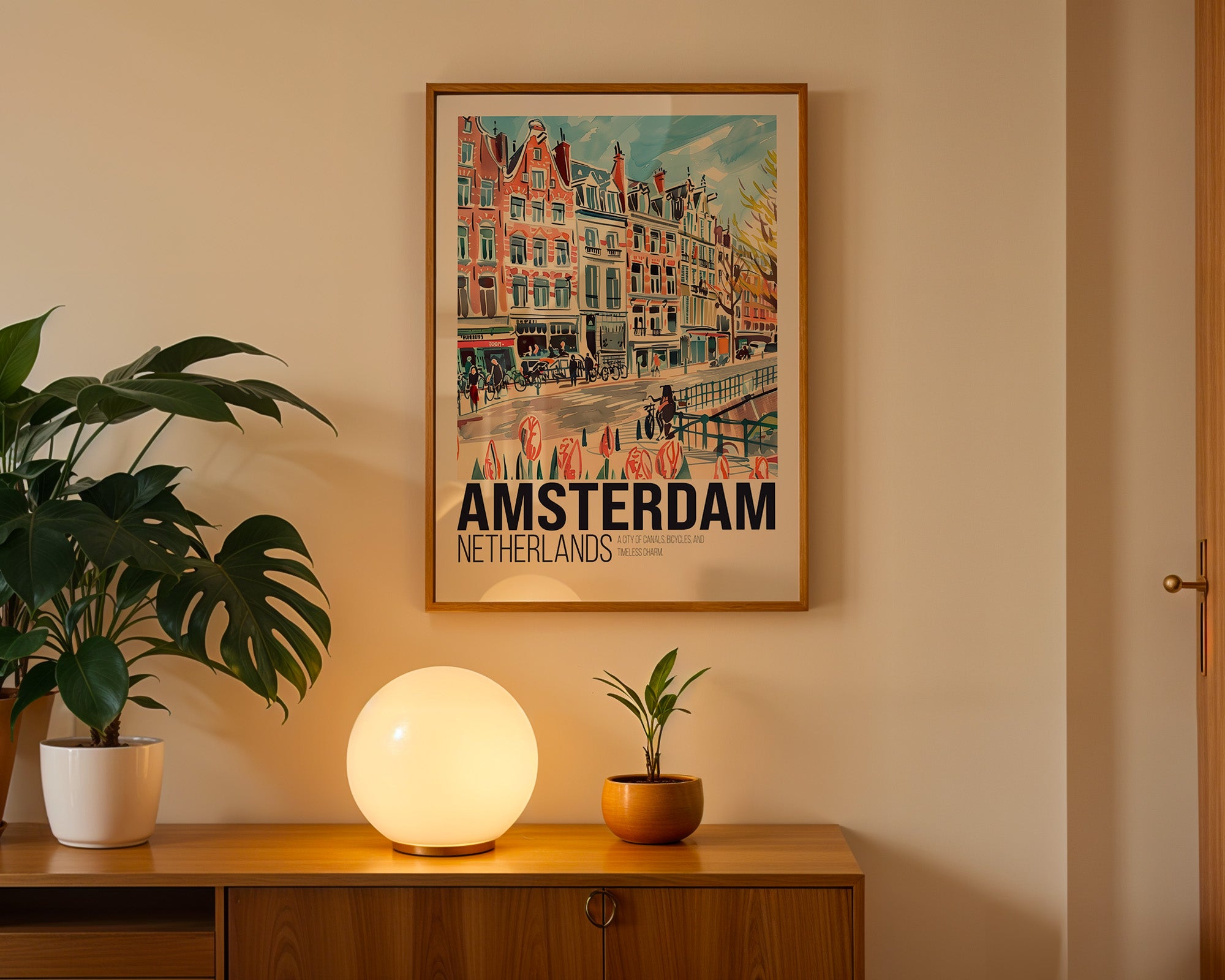 Amsterdam Netherlands Vintage Travel Poster Print - Vintage Cityscape Wall Art