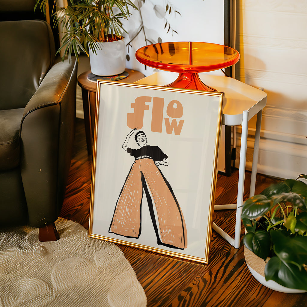 Flow Retro Art Poster — Vintage Style Femme Figure Wall Print