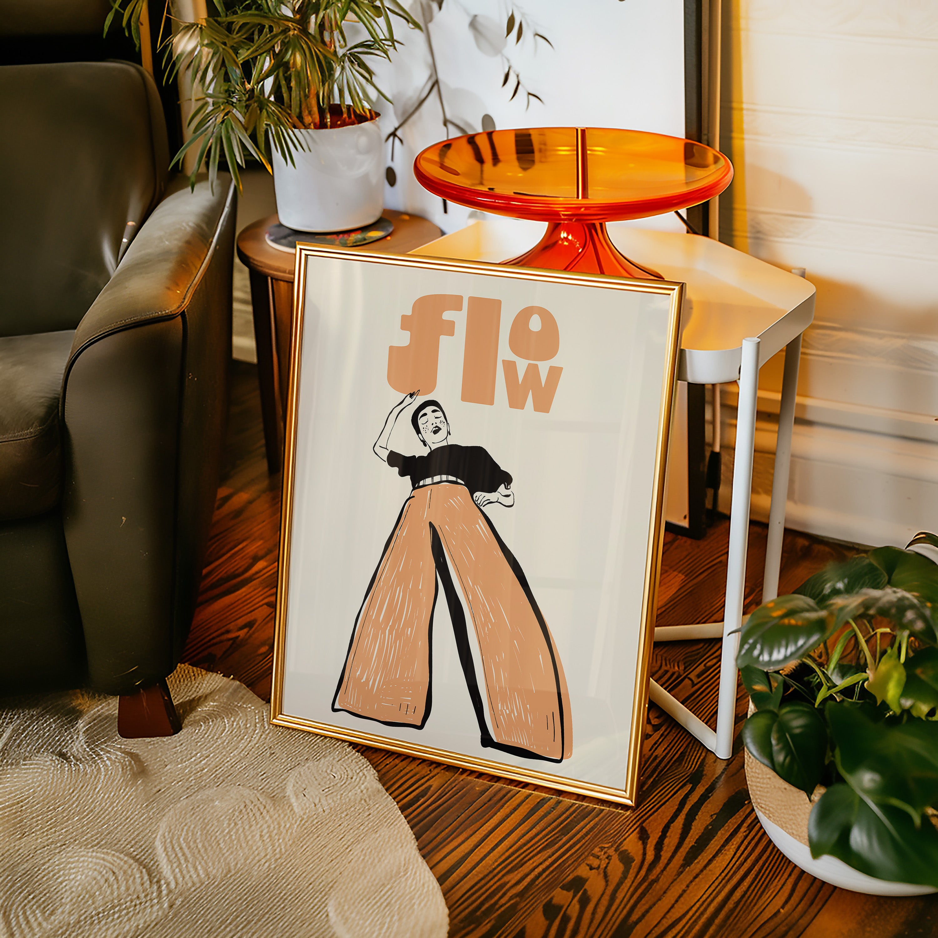 Flow Retro Art Poster — Vintage Style Femme Figure Wall Print