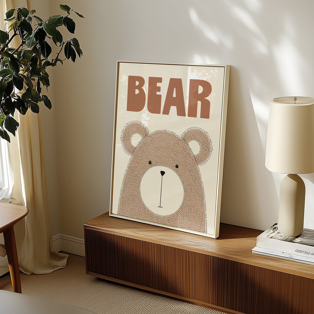 Bear Nursery Poster — Cute Brown Bear Wall Art for Kids’ Room