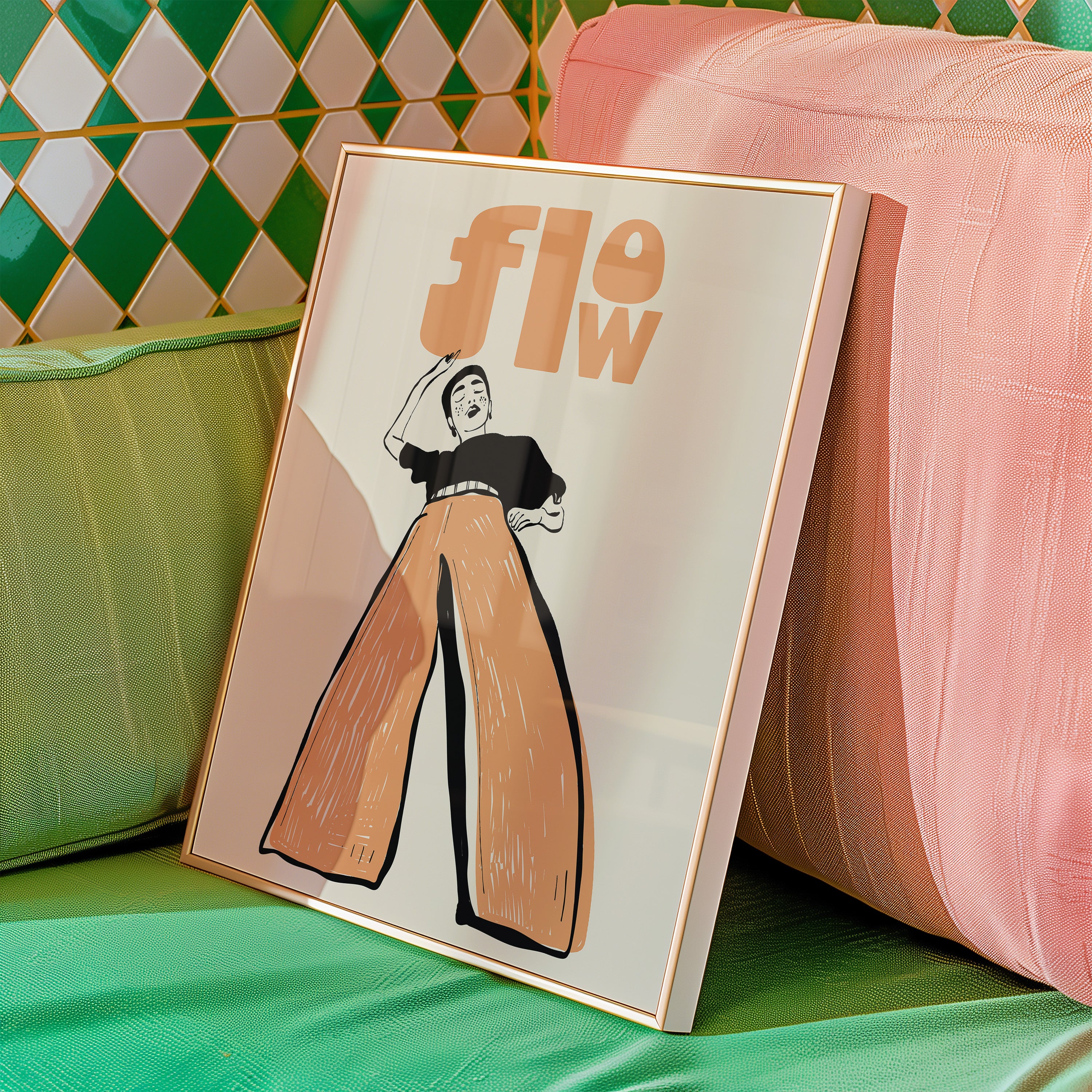 Flow Retro Art Poster — Vintage Style Femme Figure Wall Print