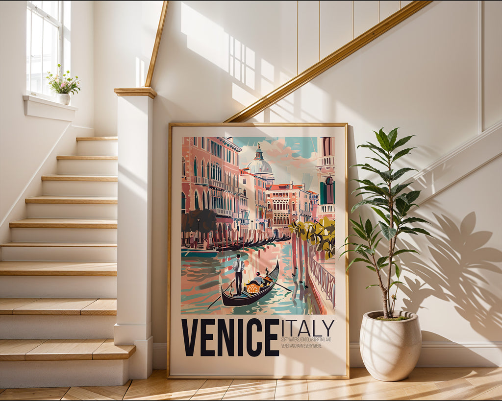 Venice Italy Travel Poster — Vintage Gondola Wall Art