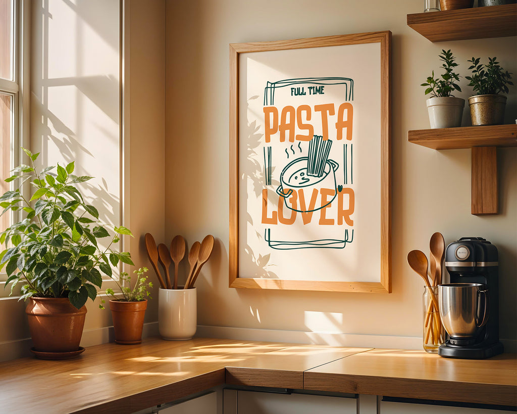 Pasta Lover Poster — "Full Time Pasta Lover" Kitchen Wall Art