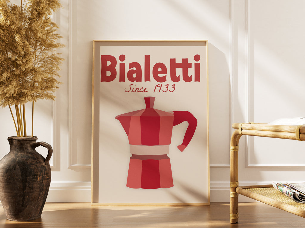 Bialetti Moka Pot Poster — Vintage Coffee Kitchen Wall Art (Since 1933)