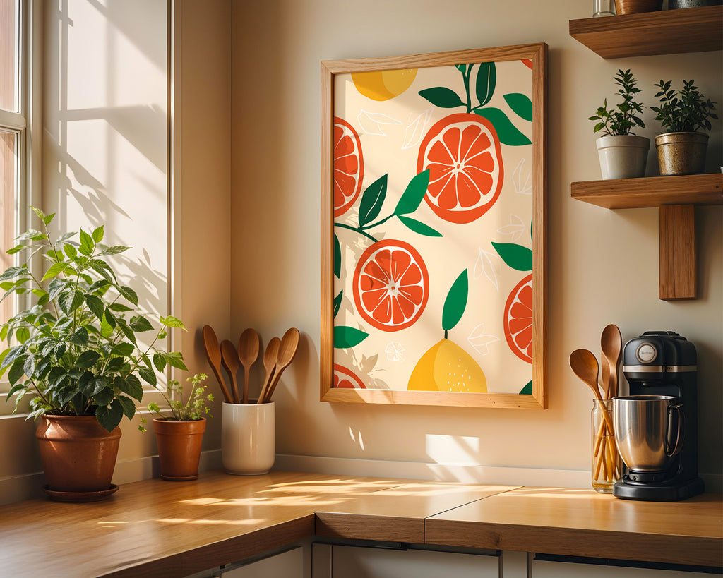 Citrus Fruit Pattern Poster — Botanical Orange & Lemon Wall Art