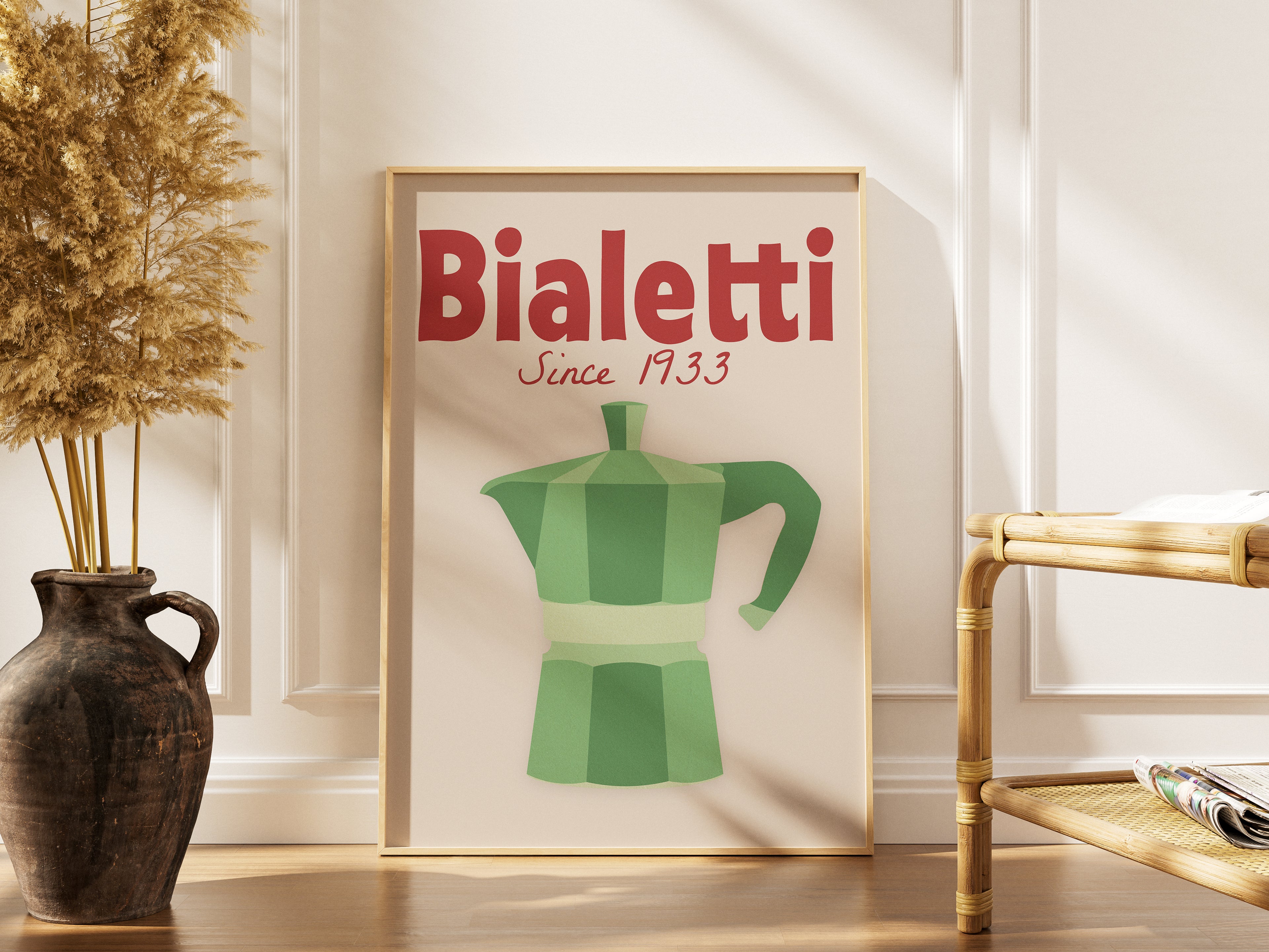 Bialetti Moka Pot Poster — Vintage Italian Coffee Kitchen Wall Art