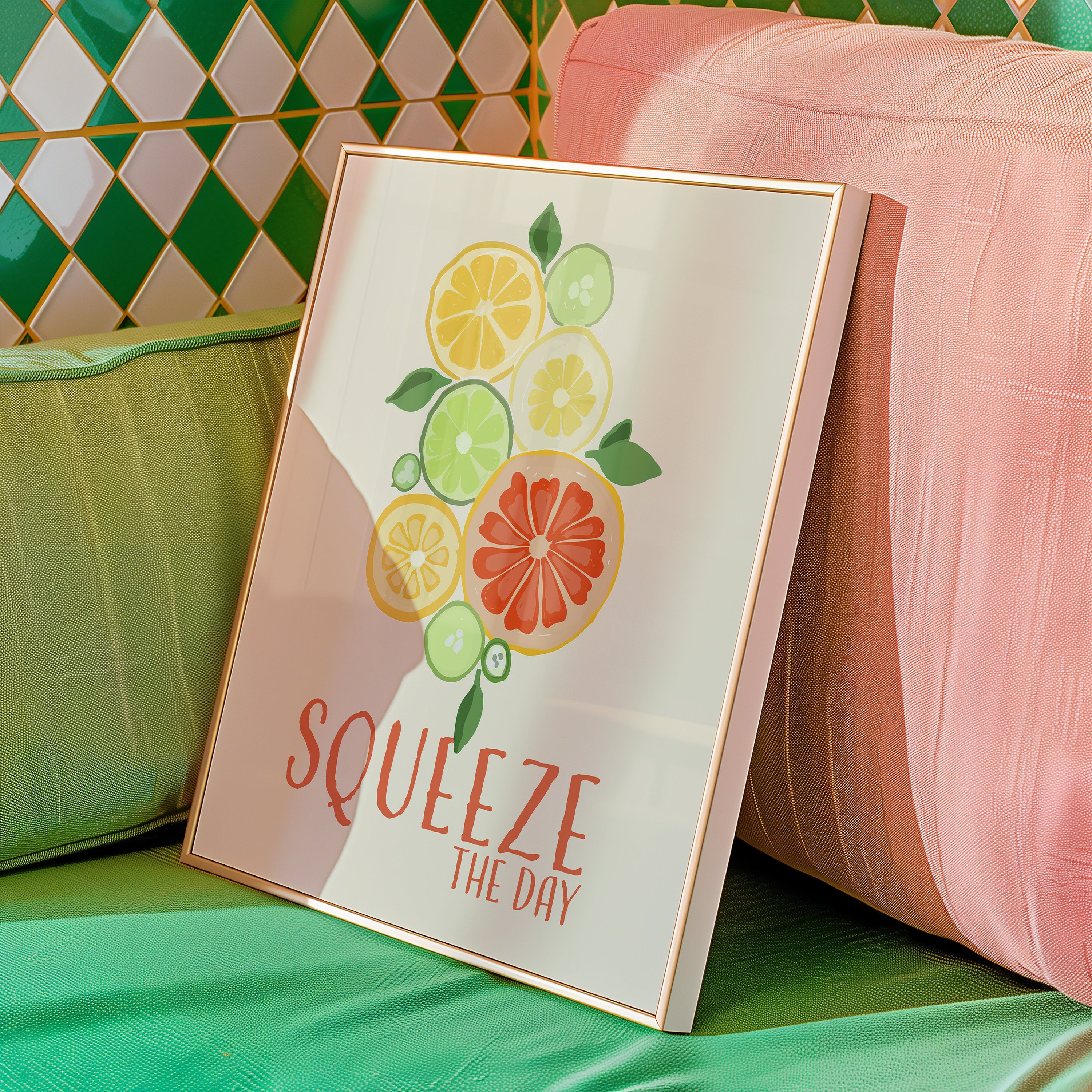 Citrus “Squeeze the Day” Art Poster — Bright Kitchen Wall Print