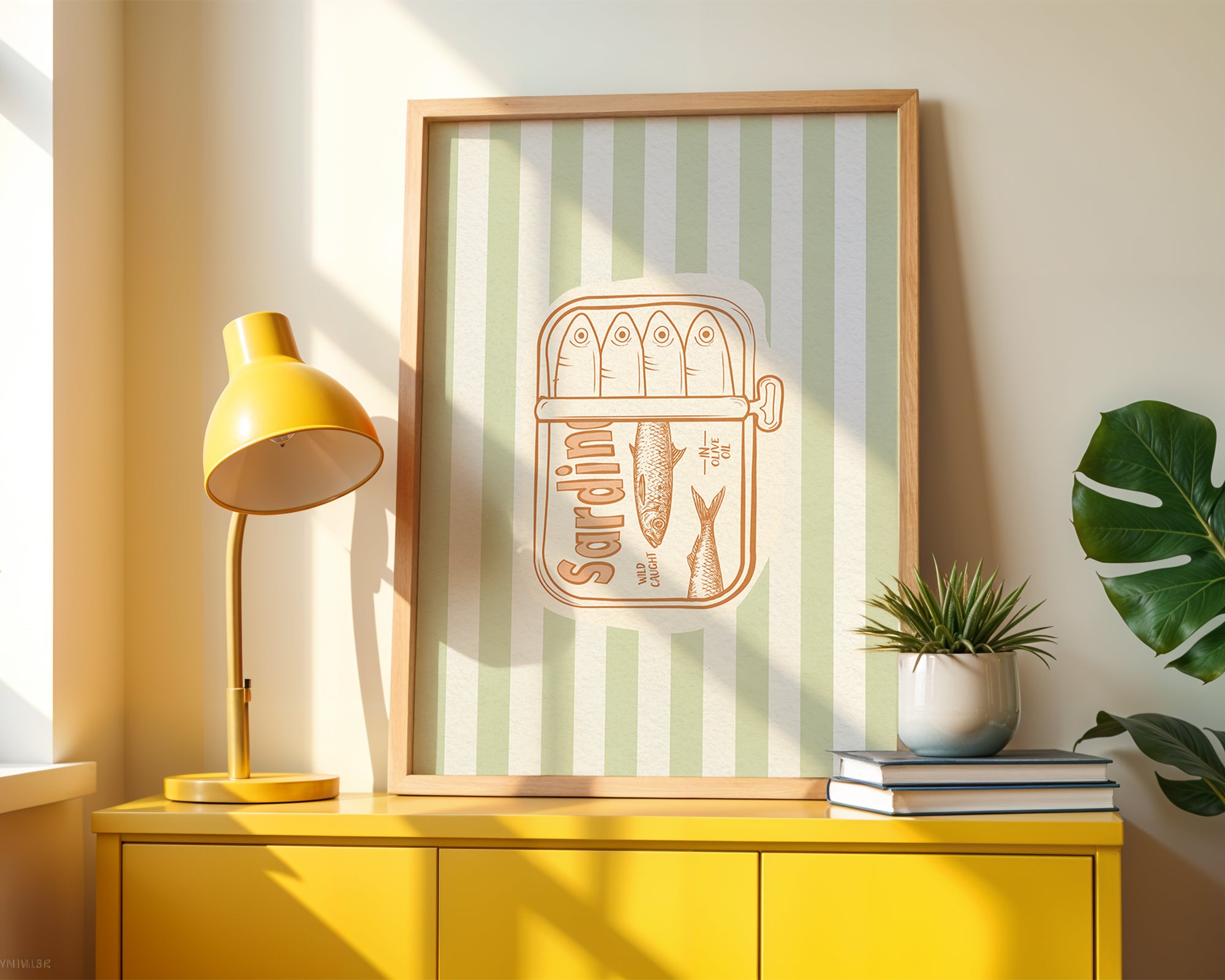 Sardine Tin Vintage Poster — Retro Seafood Kitchen Wall Art