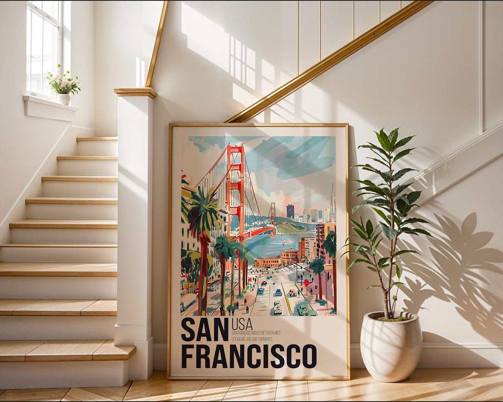 San Francisco Travel Poster Print — Vintage Cityscape Wall Art