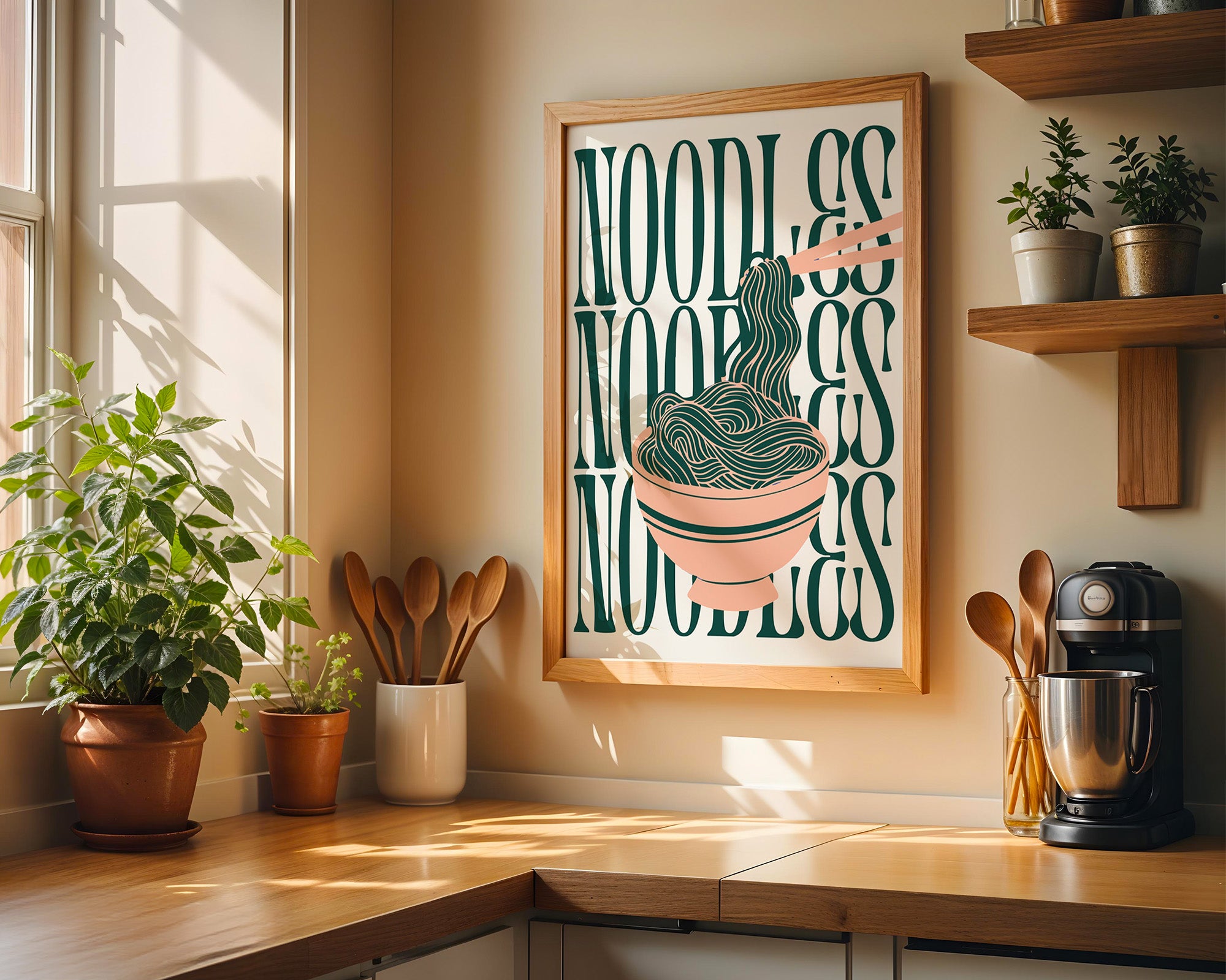 Noodles kitchen Poster — Retro Minimal Ramen Wall Art