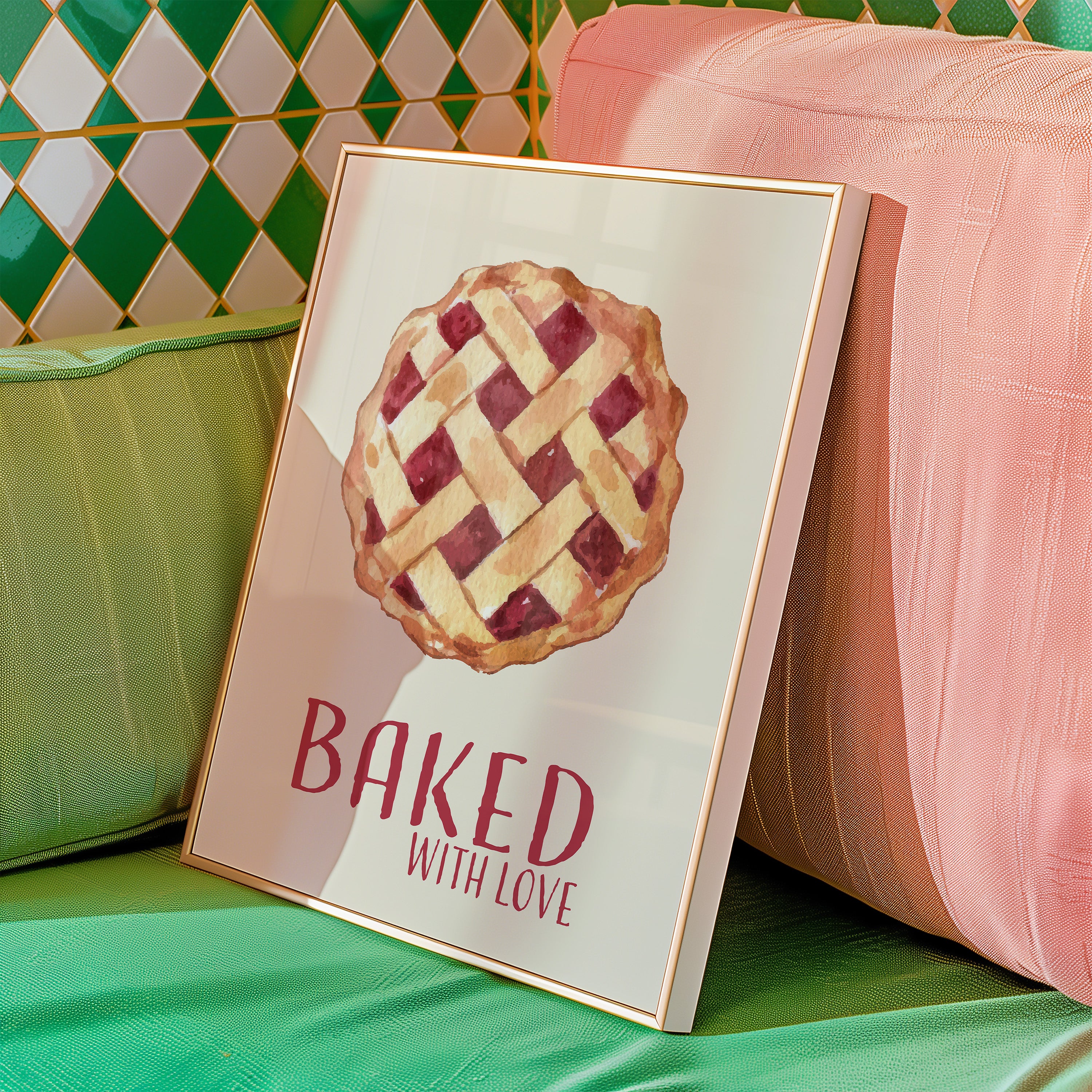 Baked With Love Pie Poster — Kitchen Wall Art Print