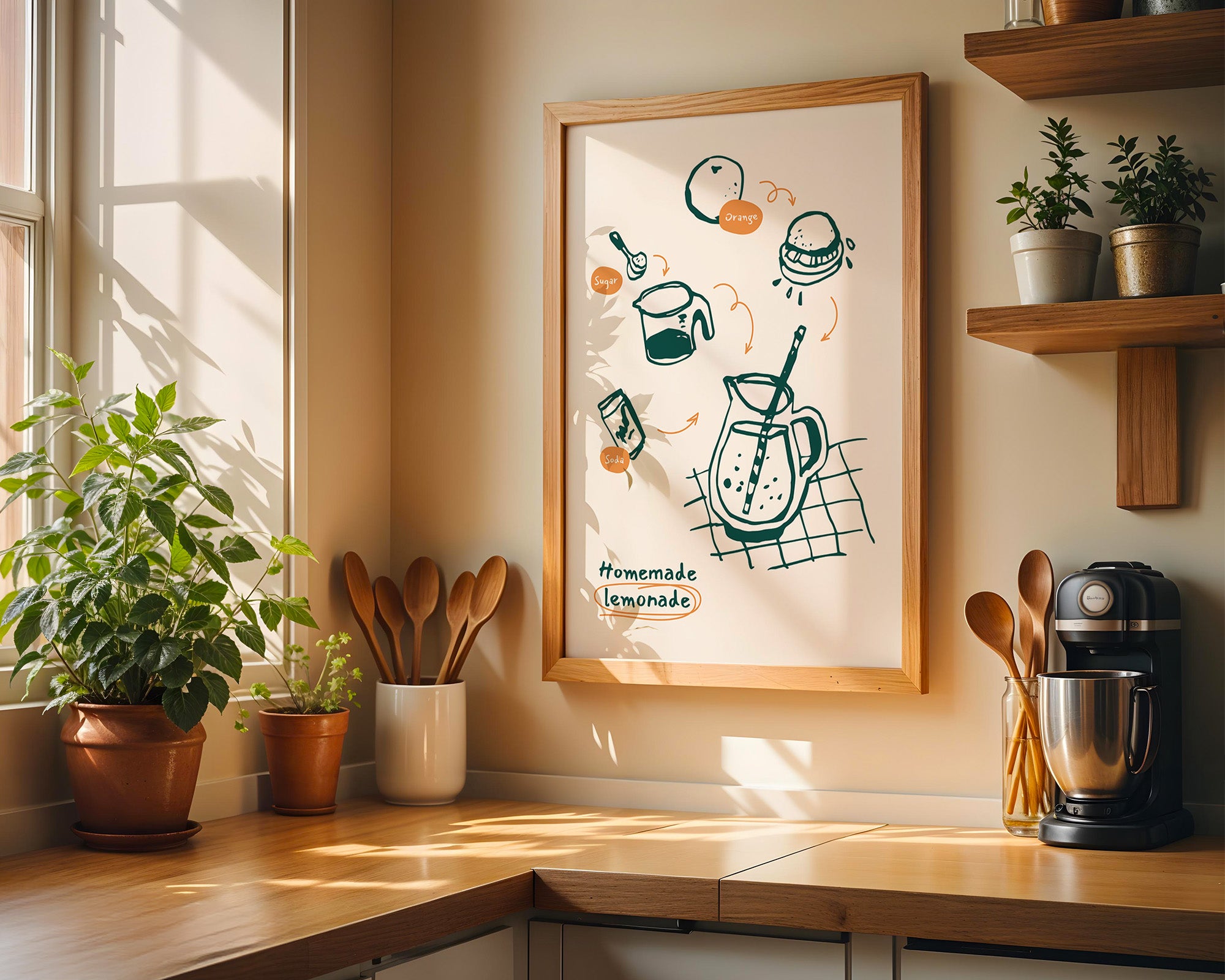 Lemonade Recipe Poster — Homemade Lemonade Kitchen Art Print