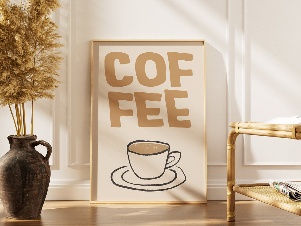 Coffee Poster — Minimal Beige Coffee Cup Wall Art